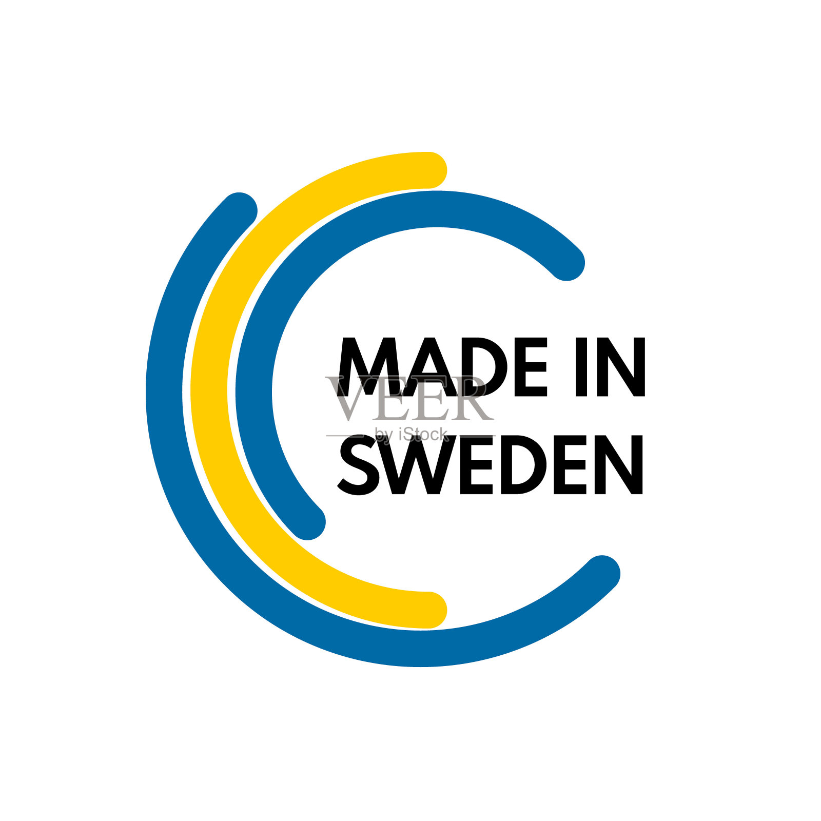 瑞典制造，白色背景上的圆角矩形矢量标志插画图片素材