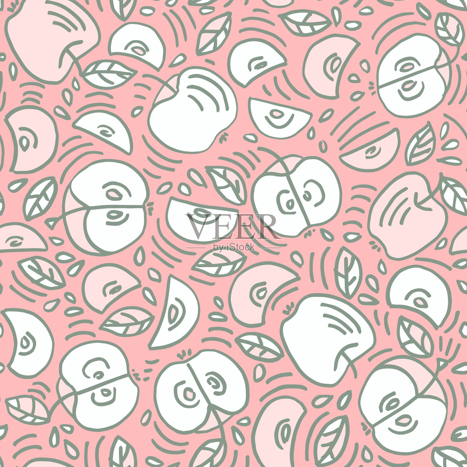 苹果的无缝模式，矢量插图插画图片素材