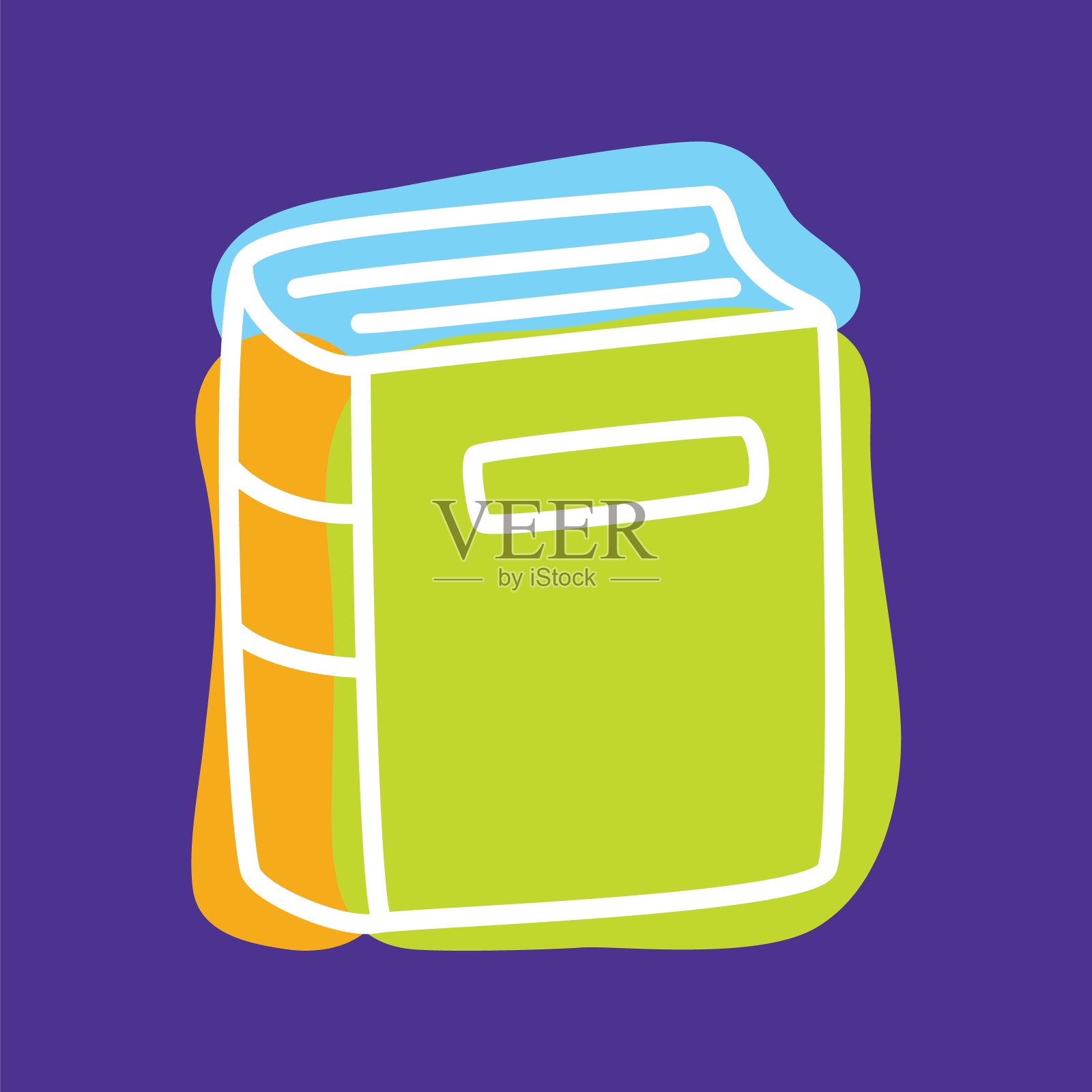 涂鸦书图标手绘细线和彩色的斑点插画图片素材