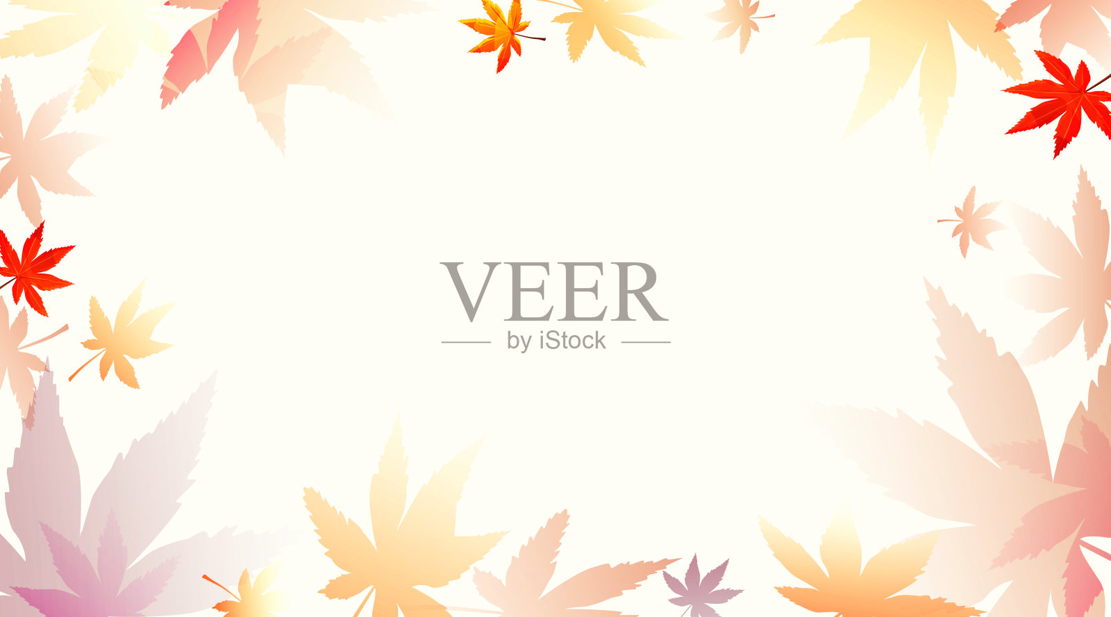 你好，卡通风格的秋天。五彩缤纷的秋叶落在孤立的白色背景上。具有复制空间的创意模板。插画图片素材