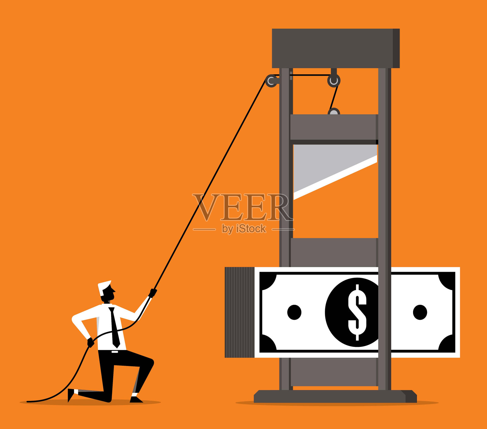 切片美元-断头台插画图片素材