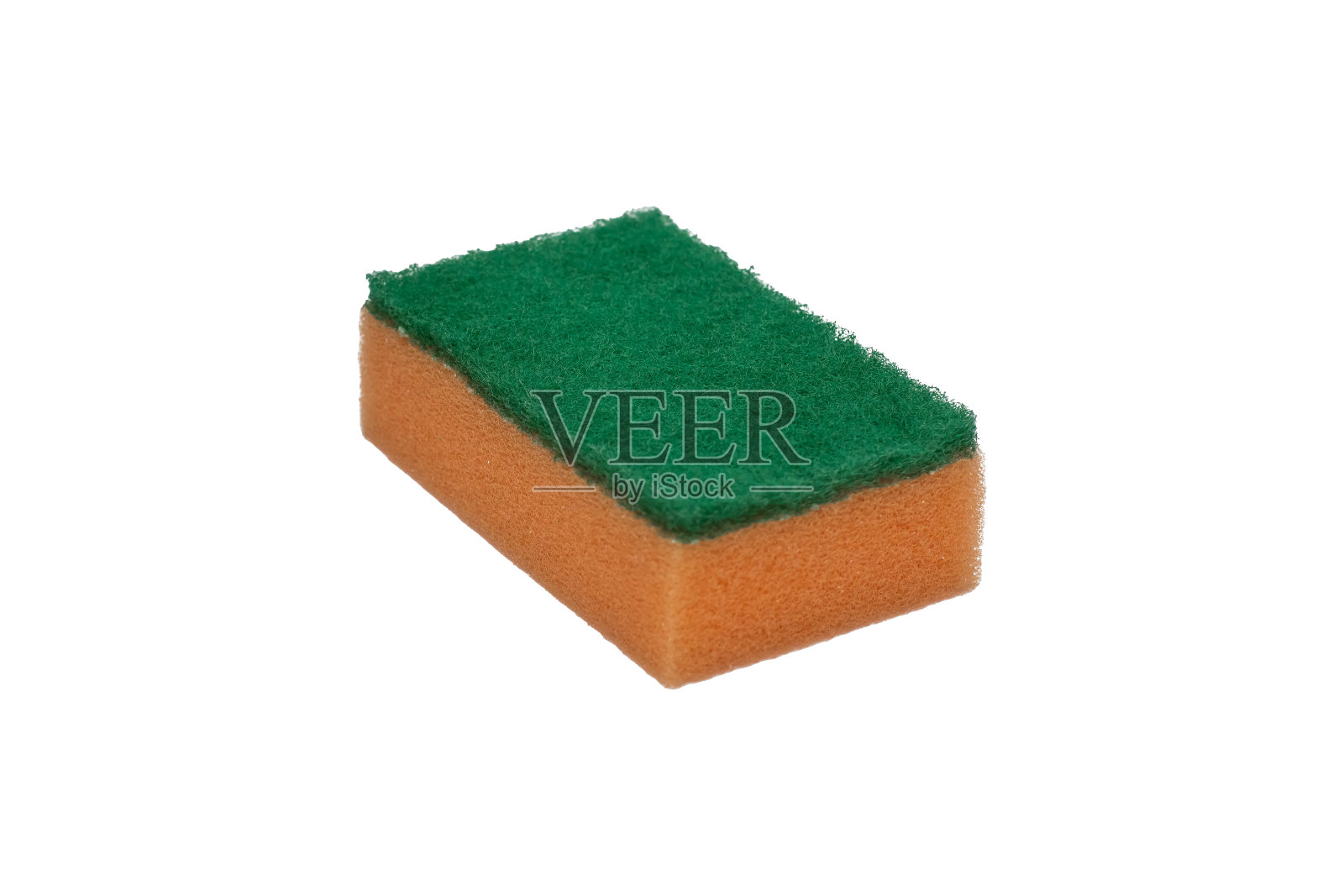 橙色海绵底座绿色百洁布清洁海绵照片摄影图片