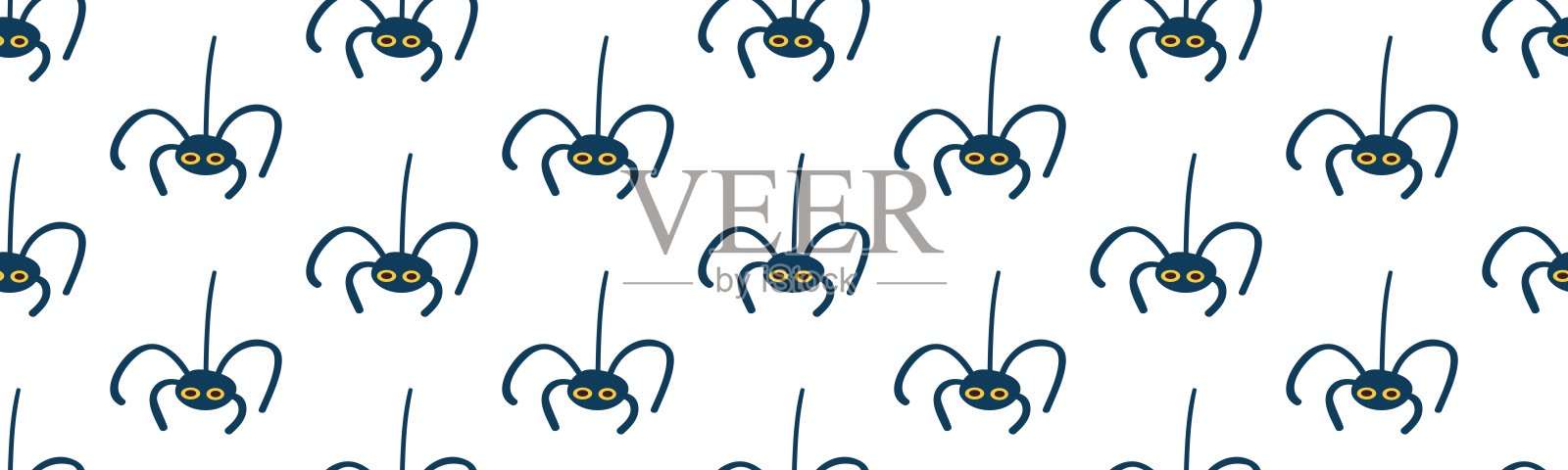 无缝模式。万圣节的概念。可怕的蜘蛛。插画图片素材