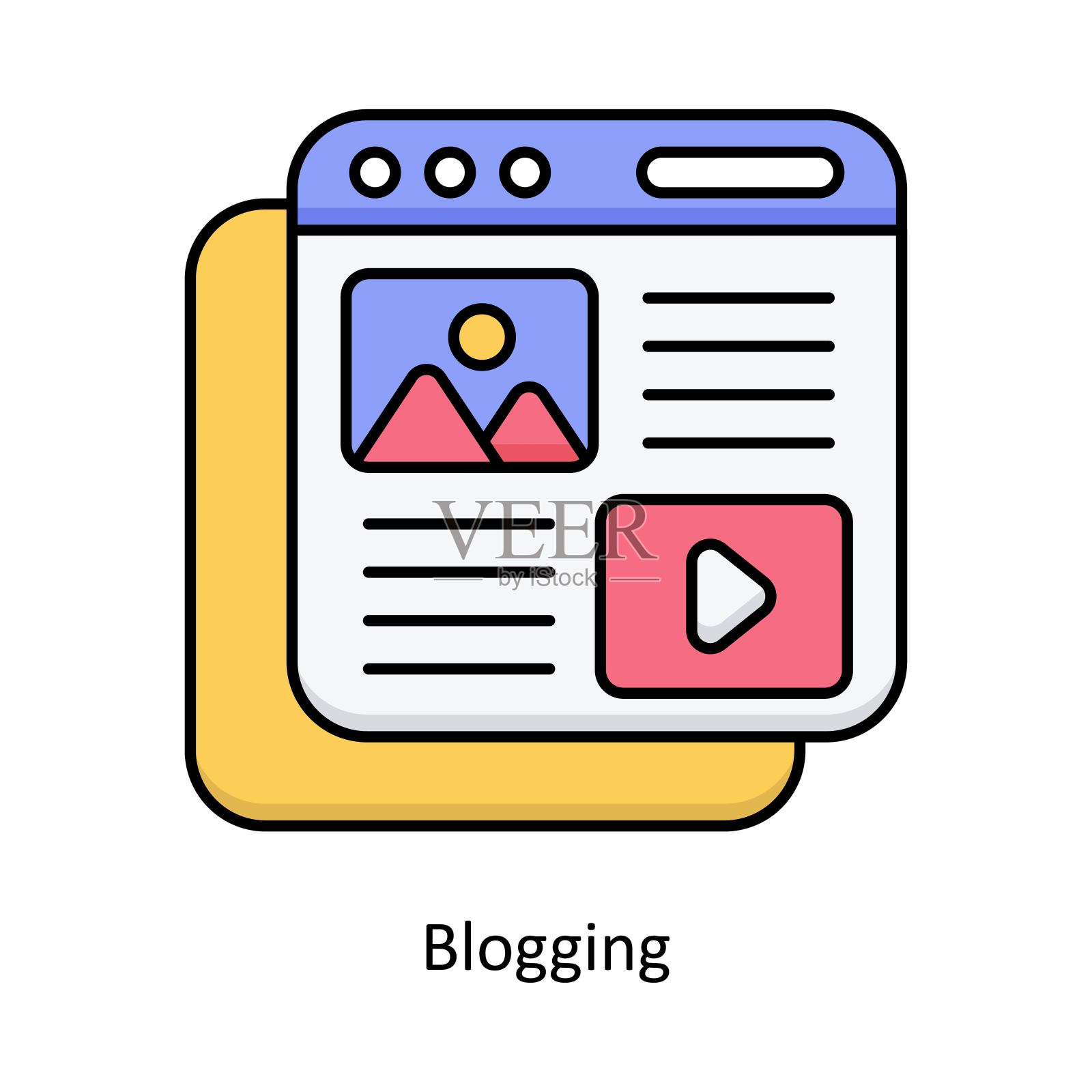 博客矢量填充轮廓图标设计插图。平面设计符号在白底EPS 10文件插画图片素材