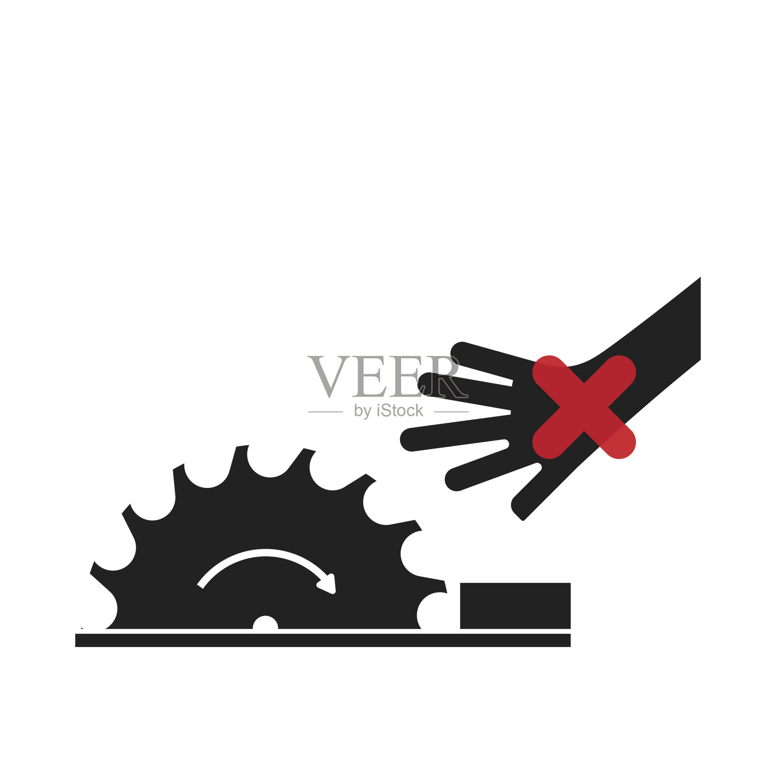 隔离禁止标志警示锋利旋转刀片，使用安全机器标签后始终使用防护罩插画图片素材