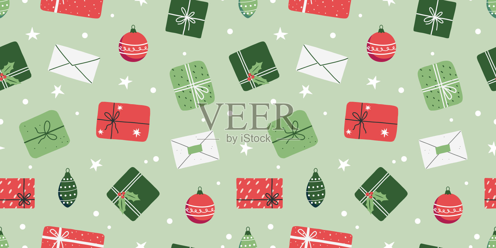 彩色无缝图案与可爱的礼盒。背景与礼物的圣诞节，生日，销售等。插画图片素材