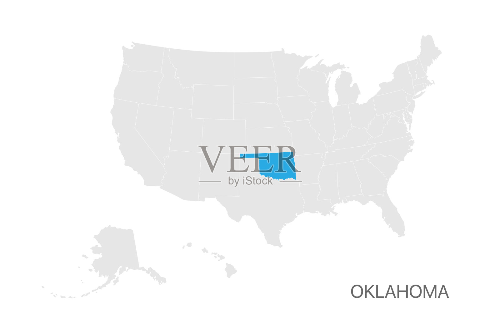 美国地图与俄克拉荷马州突出显示容易编辑的设计插画图片素材