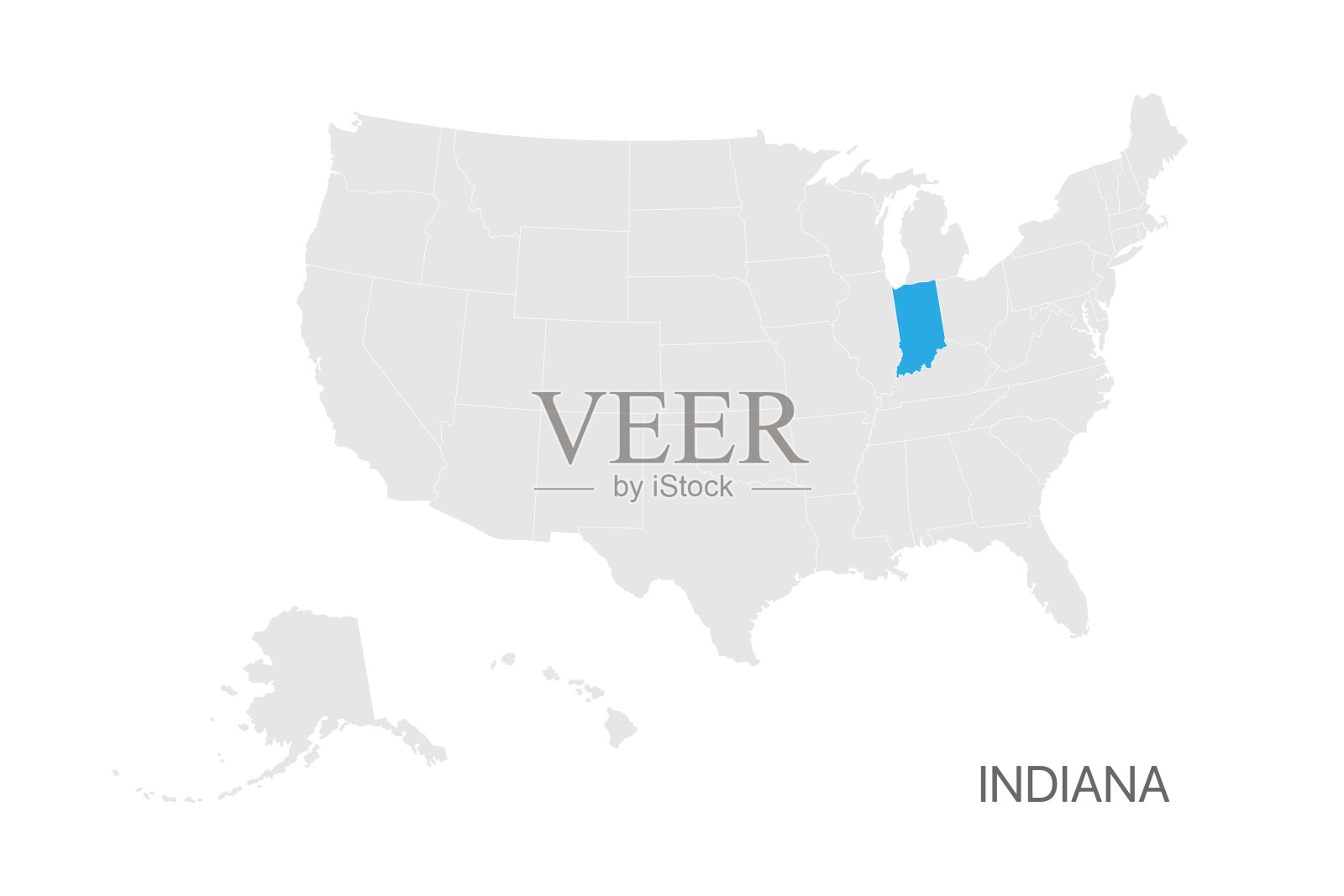 美国地图与印第安纳州突出显示容易编辑的设计插画图片素材