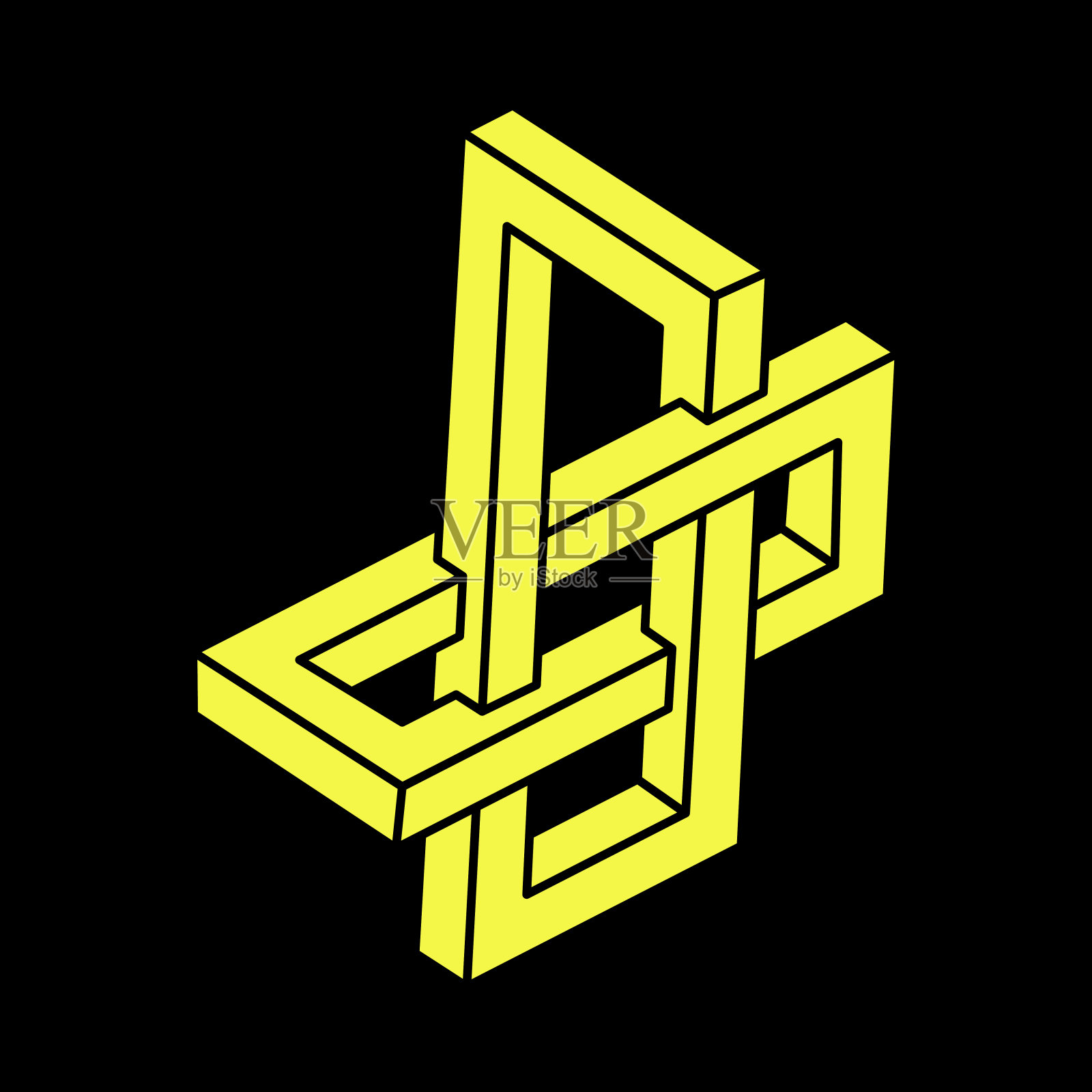 视错觉图。不可能的对象。直线几何形状。埃舍尔悖论。插画图片素材