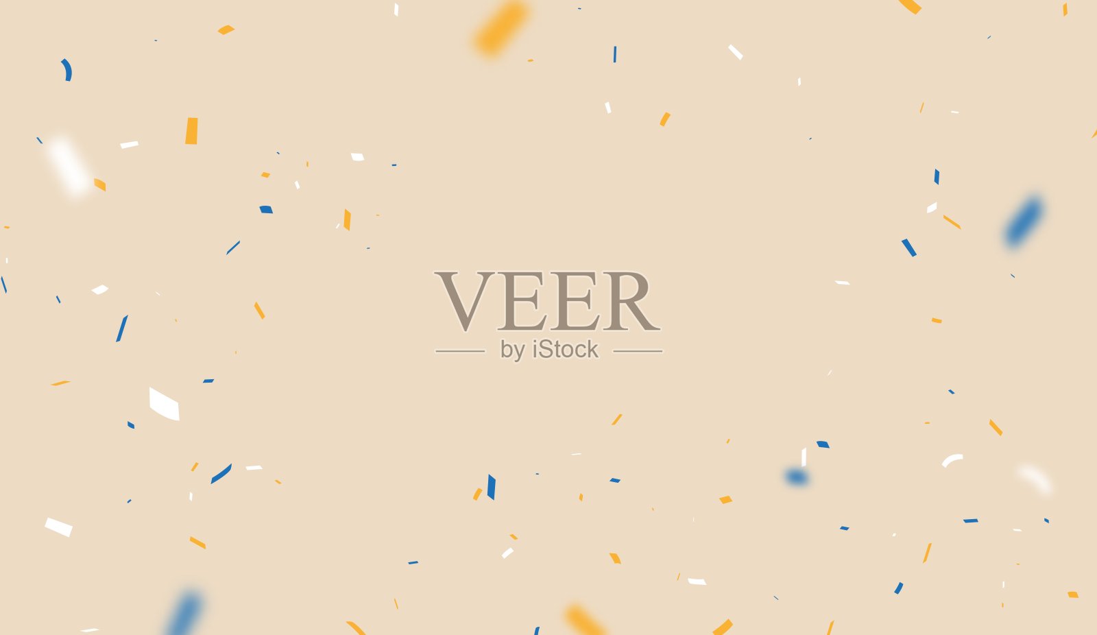 掉落的蓝黄色丝带彩屑背景插画图片素材