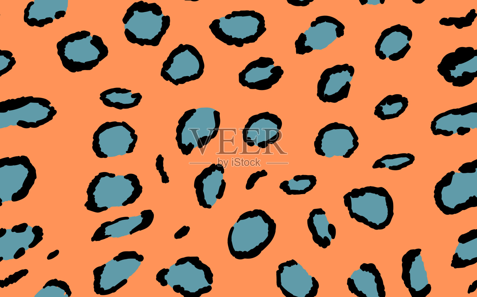 抽象现代豹纹无缝图案。动物潮流背景。彩色装饰矢量股票插图印刷，卡片，明信片，织物，纺织品。现代装饰的风格化皮肤插画图片素材