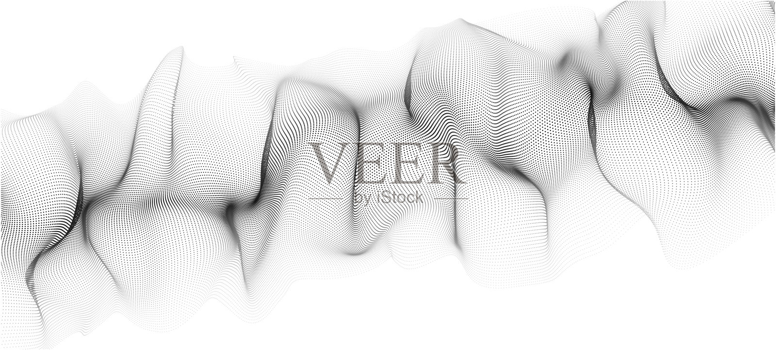 抽象的未来浪潮的黑点移动在一个白色的背景。大数据。三维渲染插画图片素材