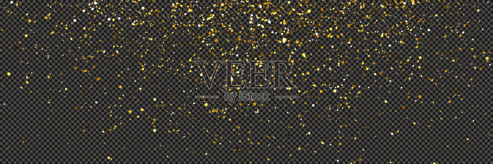 在透明的背景上，金色闪闪发光的尘埃和星星插画图片素材