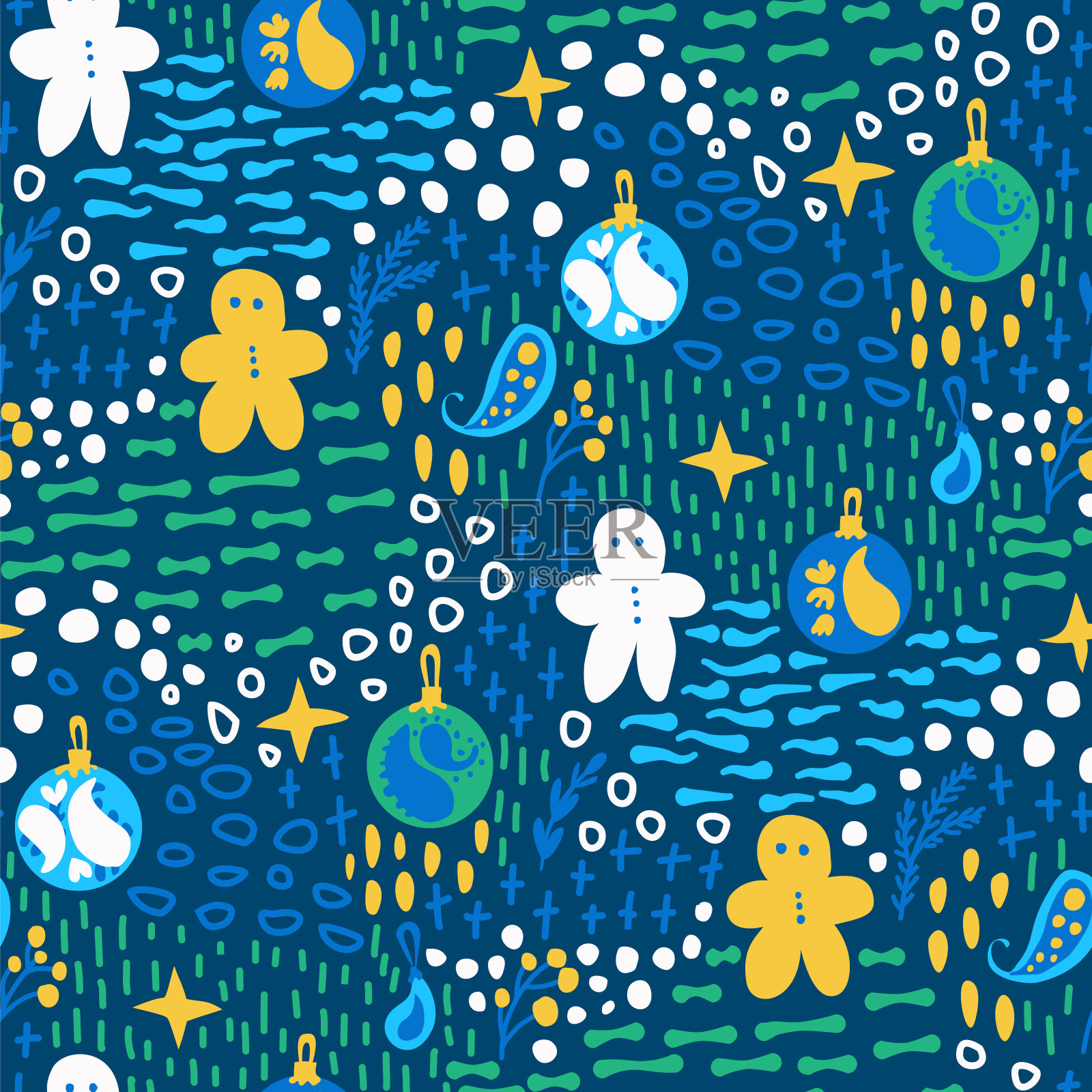 矢量愚蠢的圣诞无缝图案。新年庆祝活动平复背景。插画图片素材