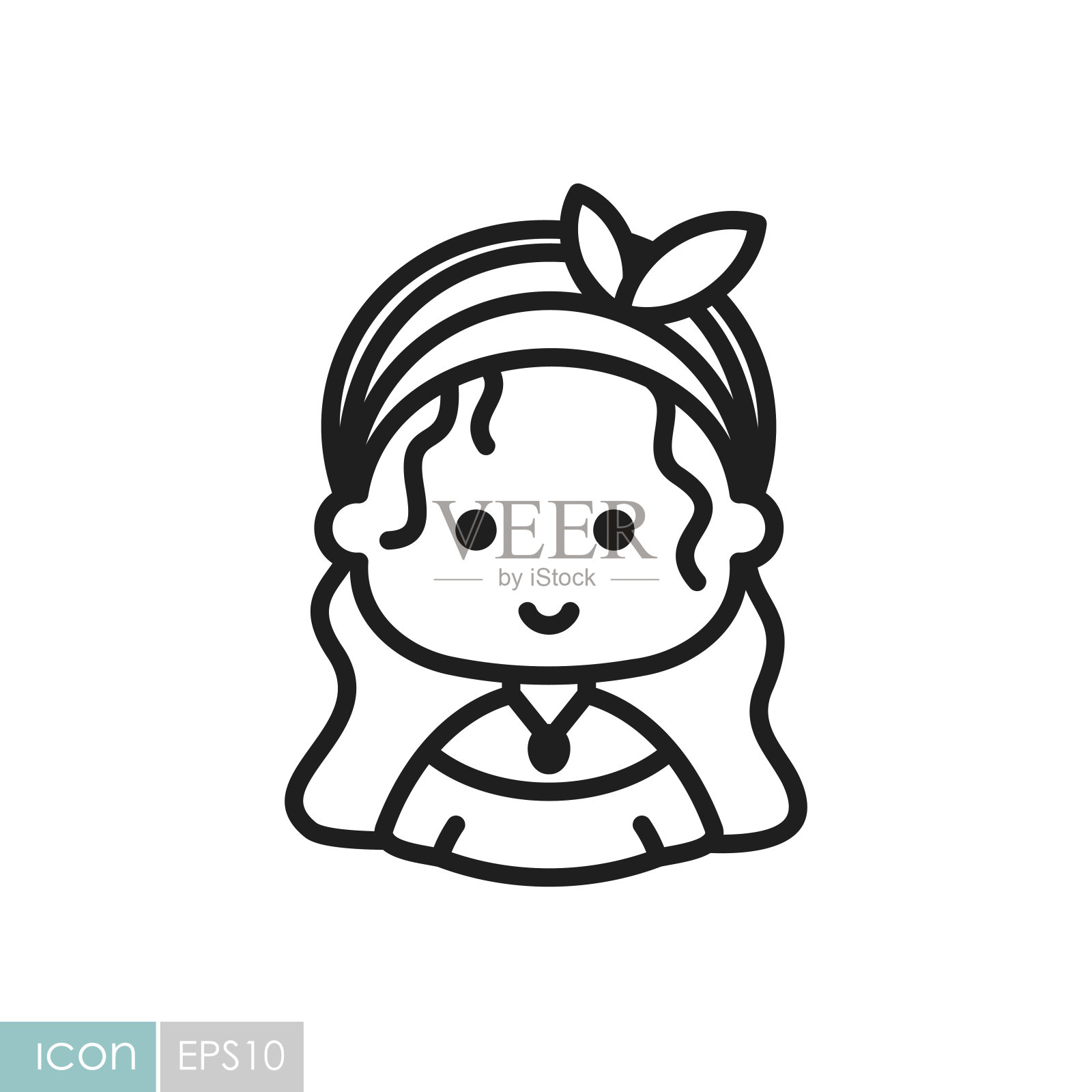 女人女孩长直发矢量图标插画图片素材