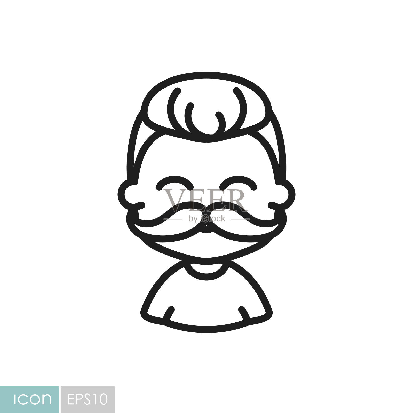 男子男孩与胡子头像矢量图标插画图片素材