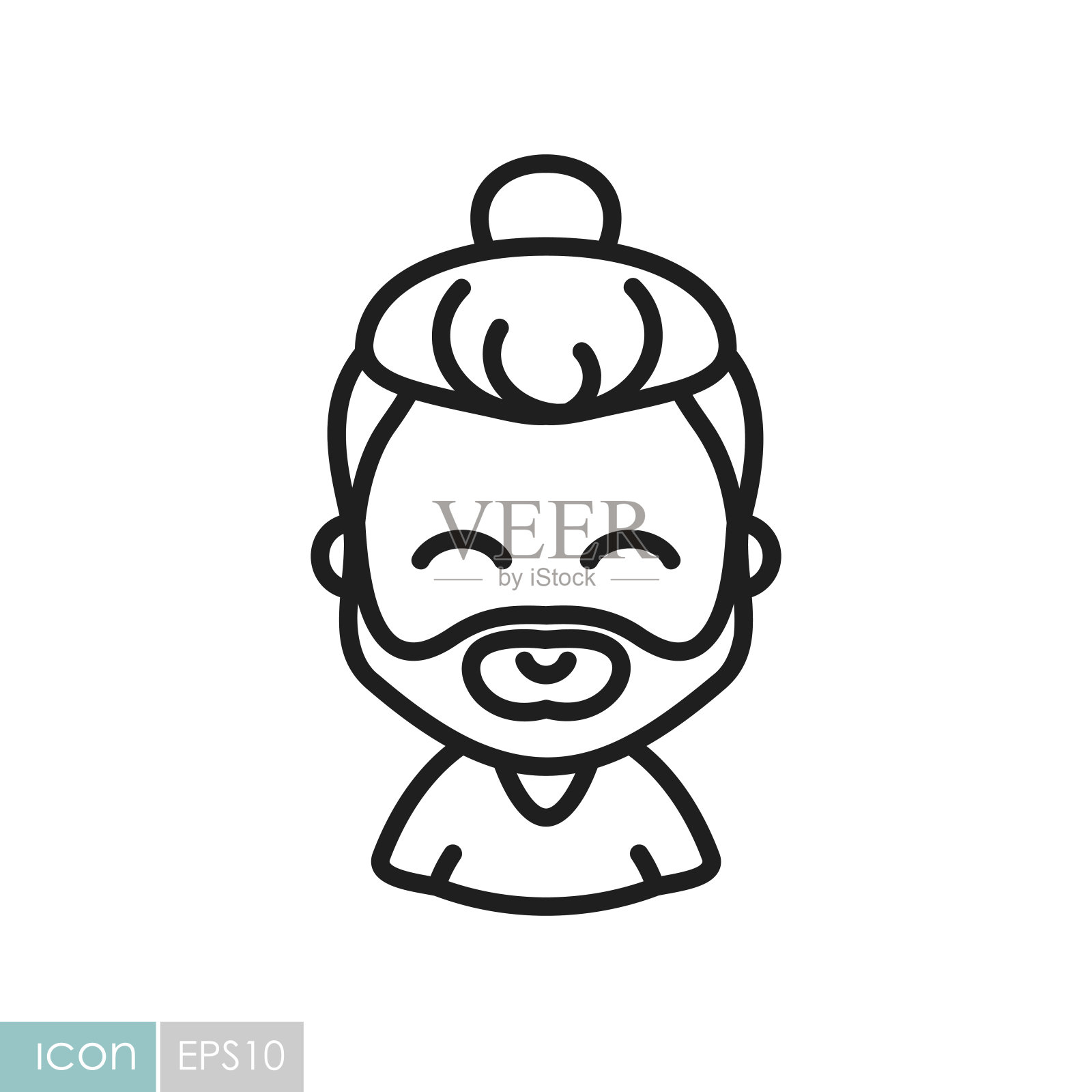 男子与胡子和长发矢量图标插画图片素材