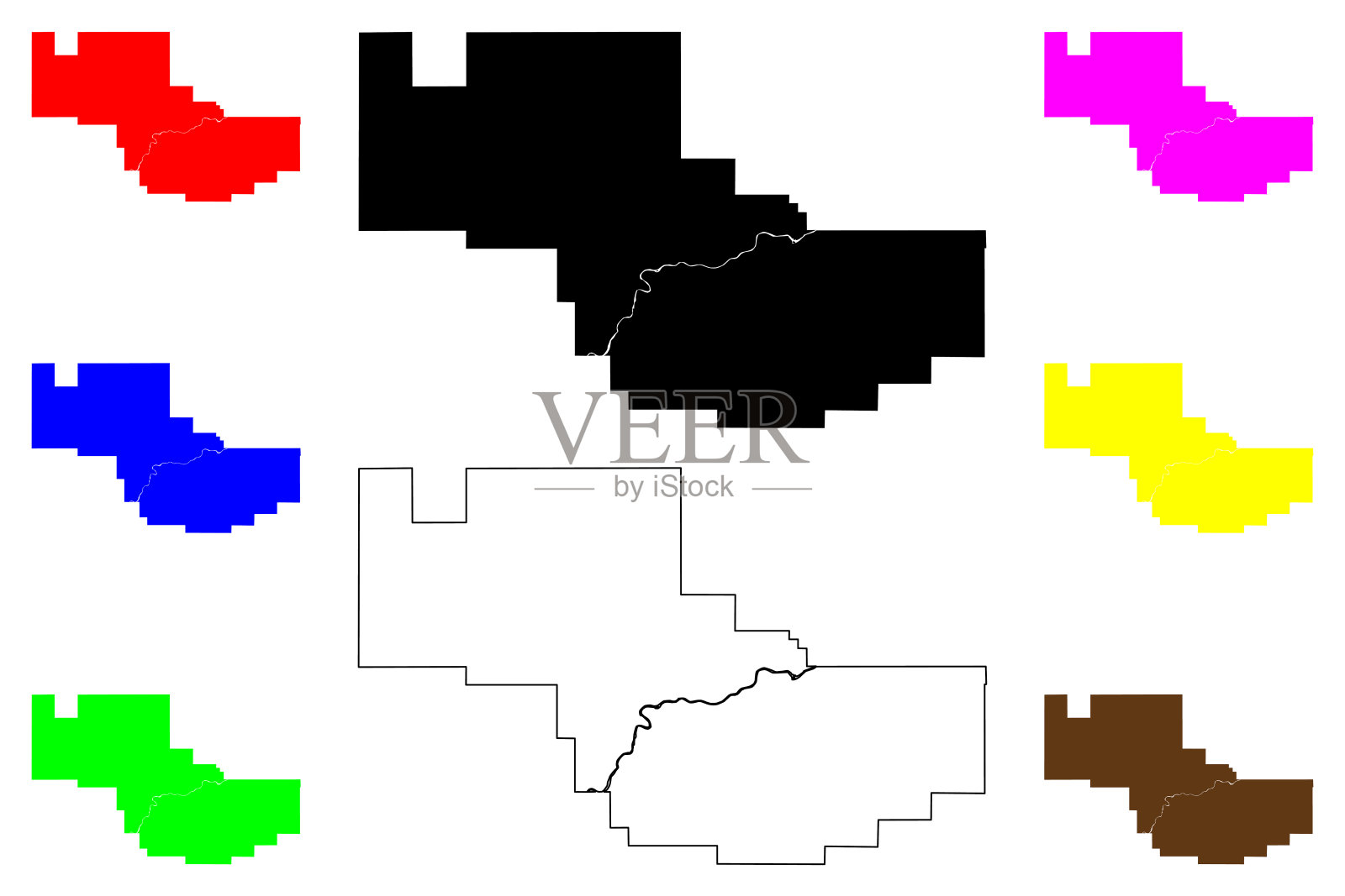 草原县，蒙大拿州(美国县，美利坚合众国，美国，美国，美国)地图矢量插图，潦草素描草原地图插画图片素材