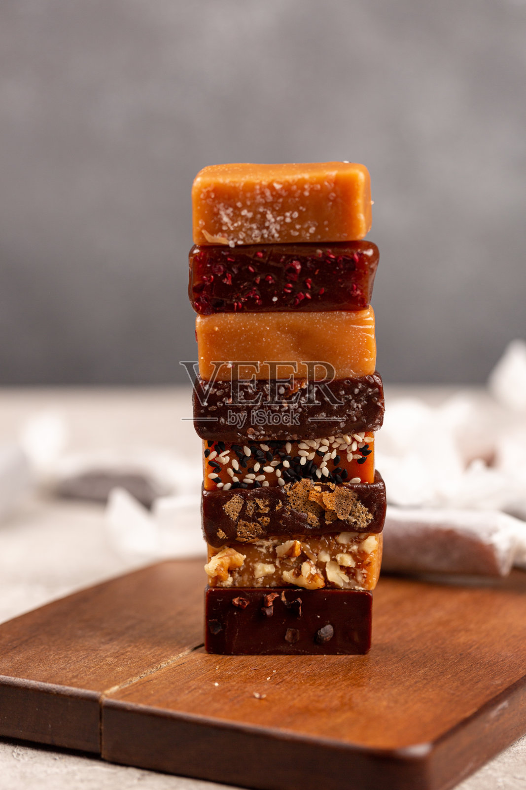 自制太妃糖，各种口味，奶苦口味，甜咸口味，焦糖糖果照片摄影图片