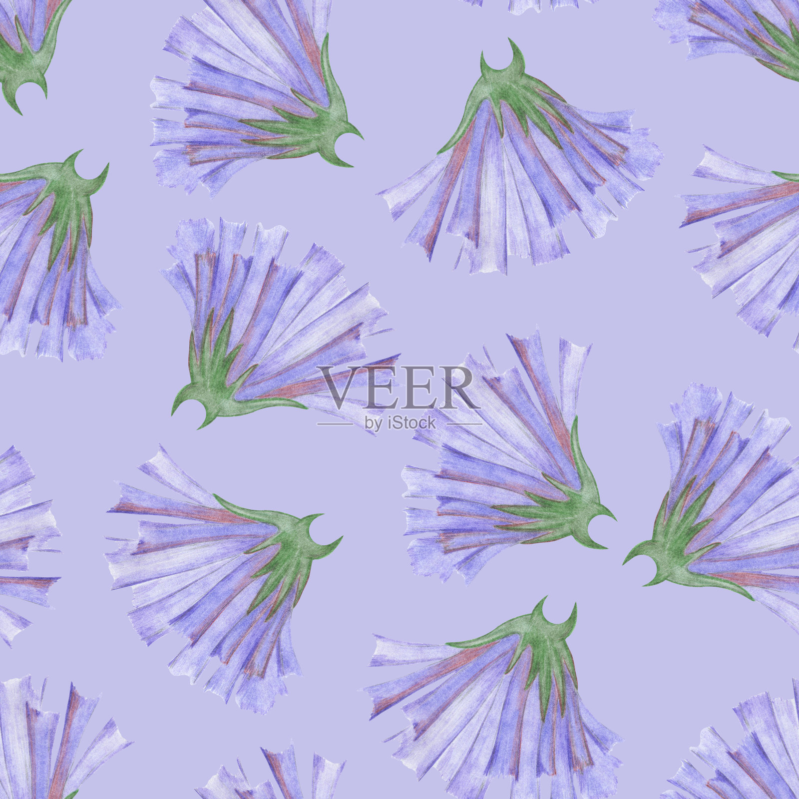 简单的矢车菊花卉无缝图案上的蓝色背景。插画图片素材