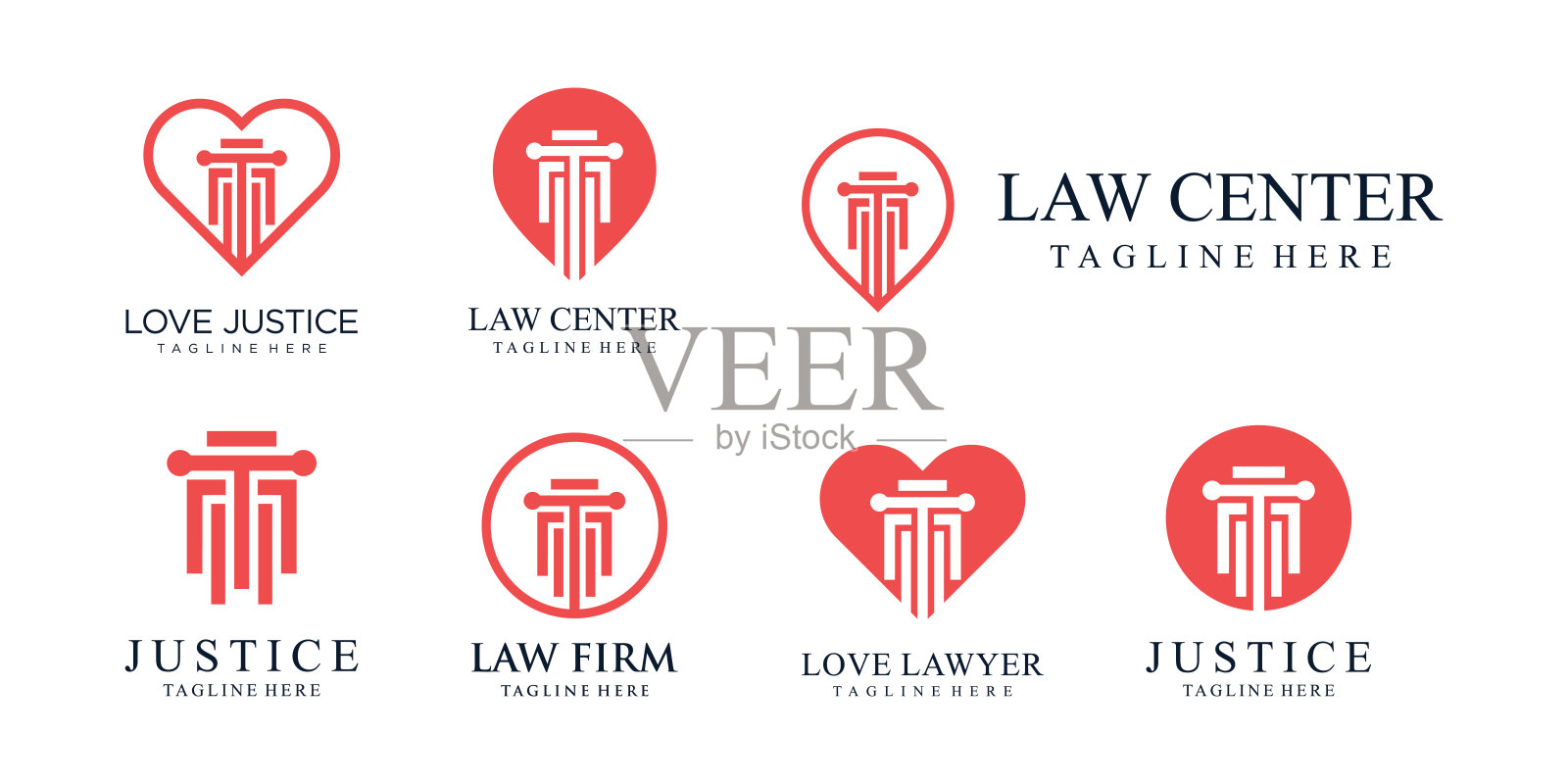 一套法律符号设计捆绑与创意概念高级矢量插画图片素材