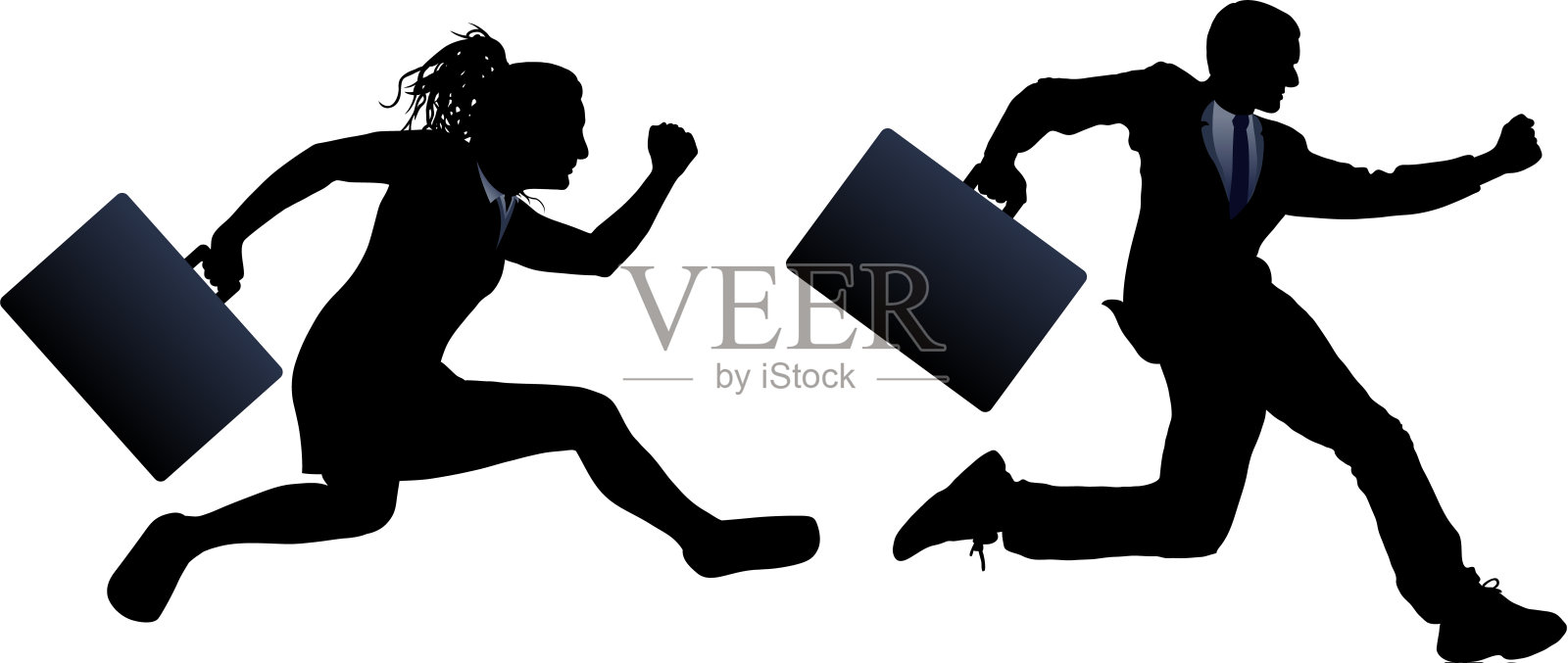 商务人士迟到剪影插画图片素材