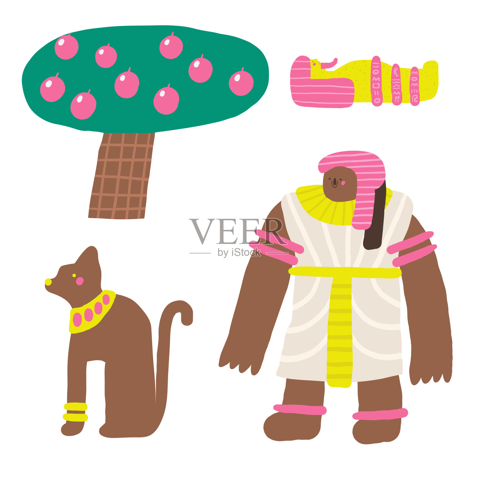 可爱的古埃及沙漠明信片插画图片素材