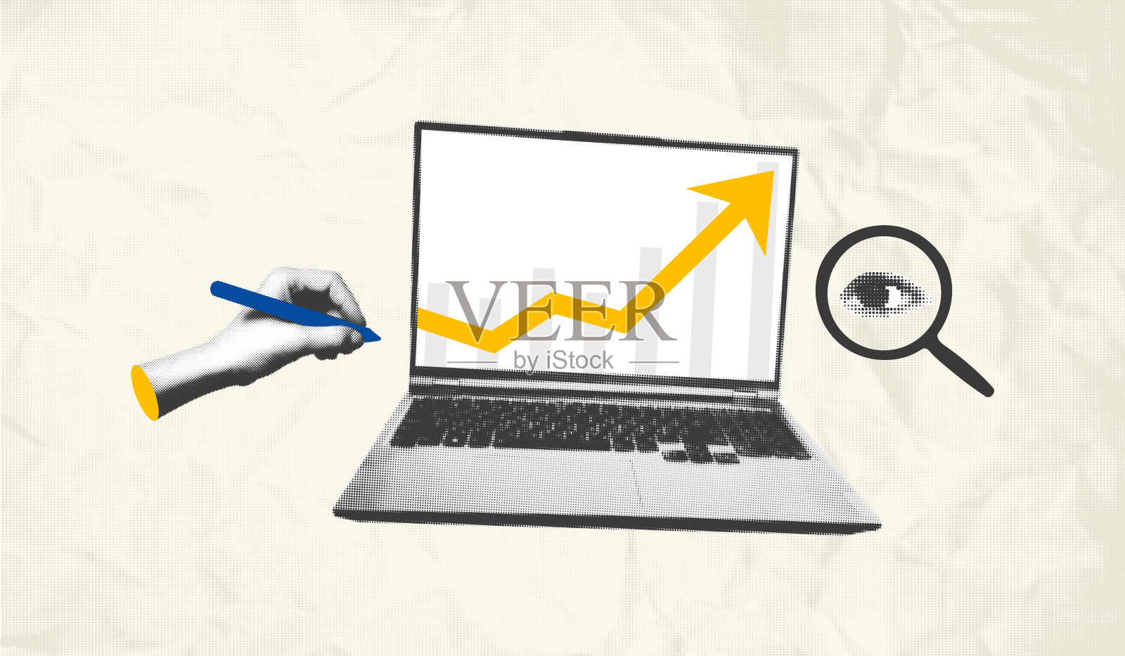 业务增长概念艺术拼贴矢量插图插画图片素材