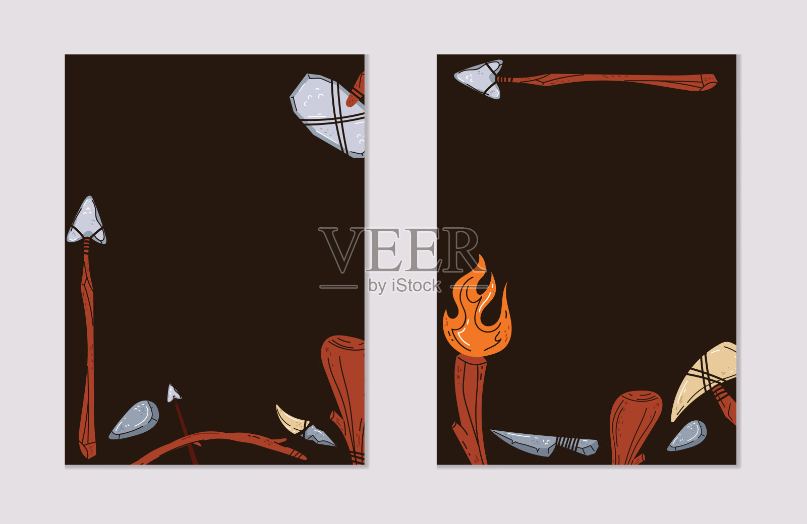 史前古考古时代的旗帜。矢量图形设计插图元素插画图片素材