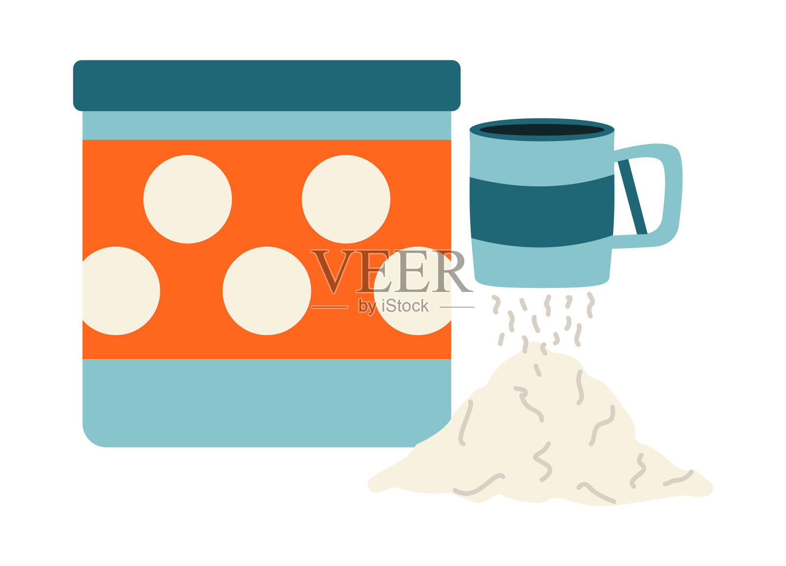 面粉筛杯，储存用。苏联的铁制集装箱。用手筛，烘烤。插画图片素材