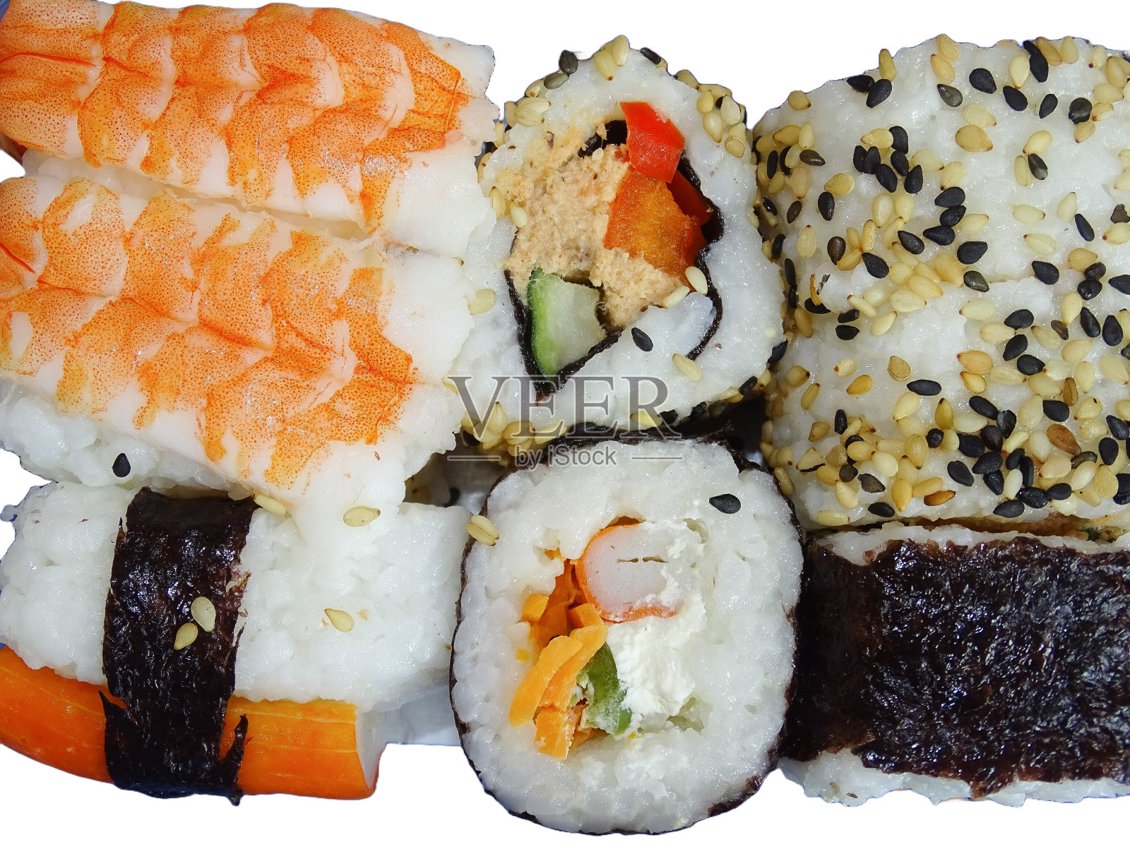寿司卷食品孤立在白色背景上照片摄影图片