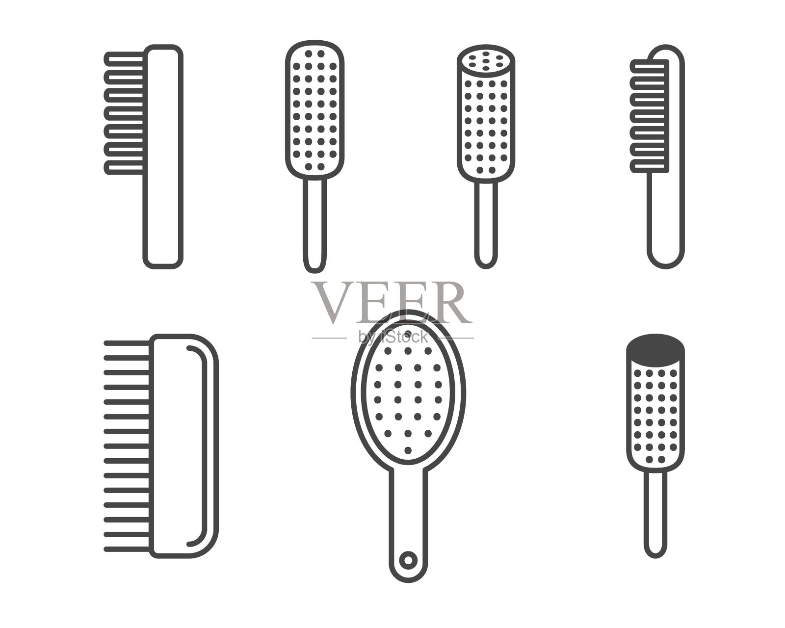 收集图形图标的梳子和发刷。插画图片素材