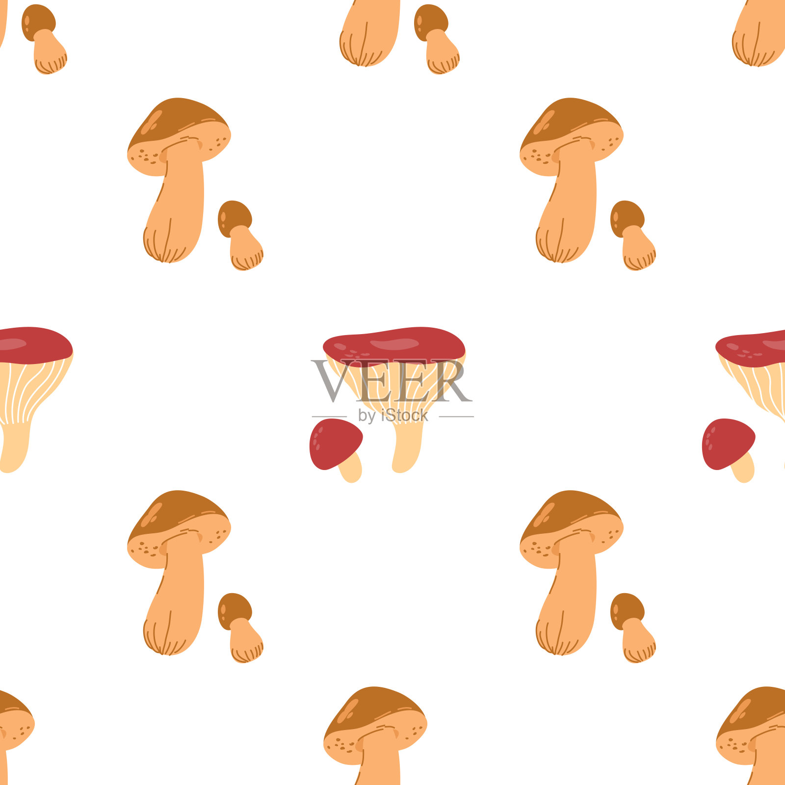 牛耳菌、乌苏菌无缝图案插画图片素材
