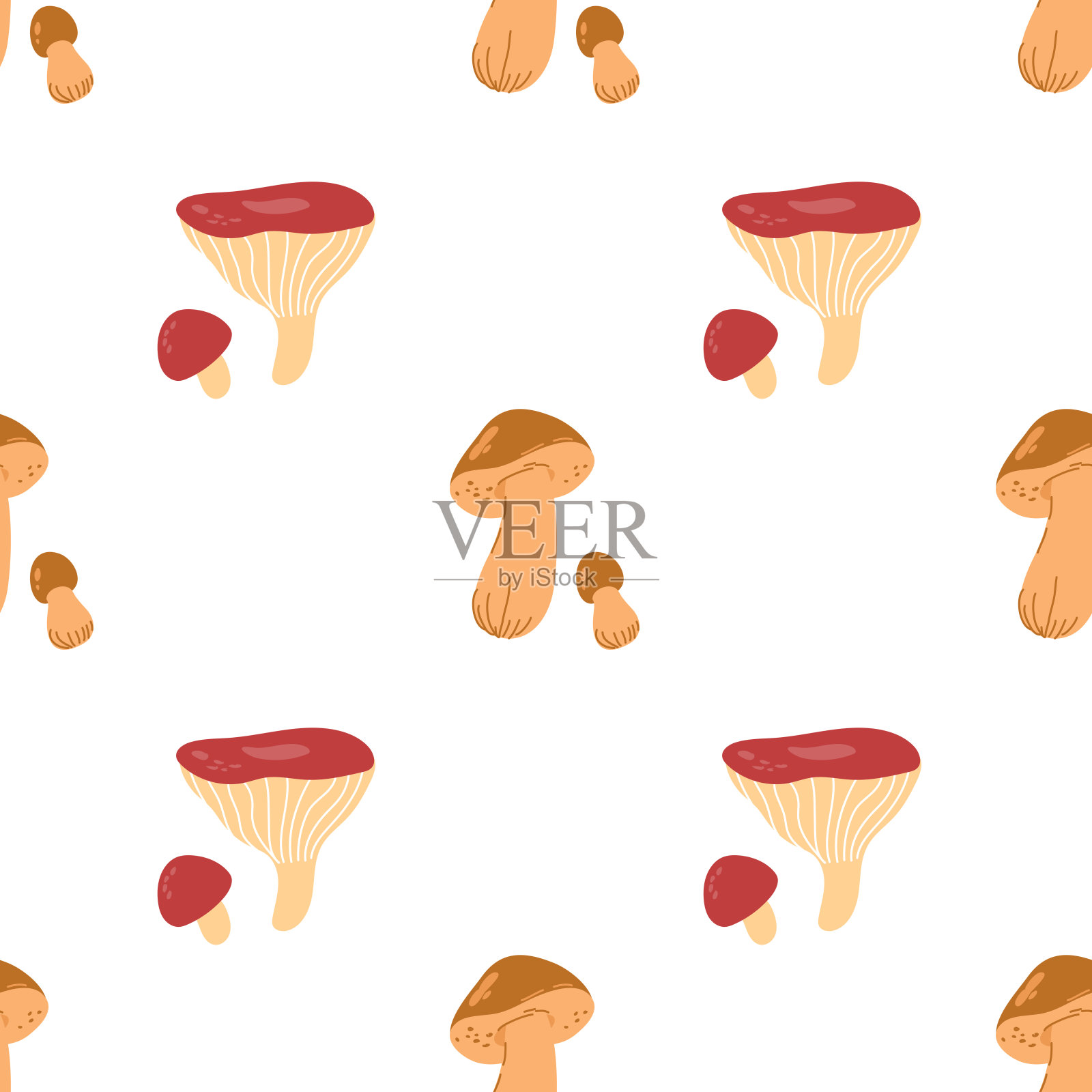 牛耳菌、乌苏菌无缝图案插画图片素材