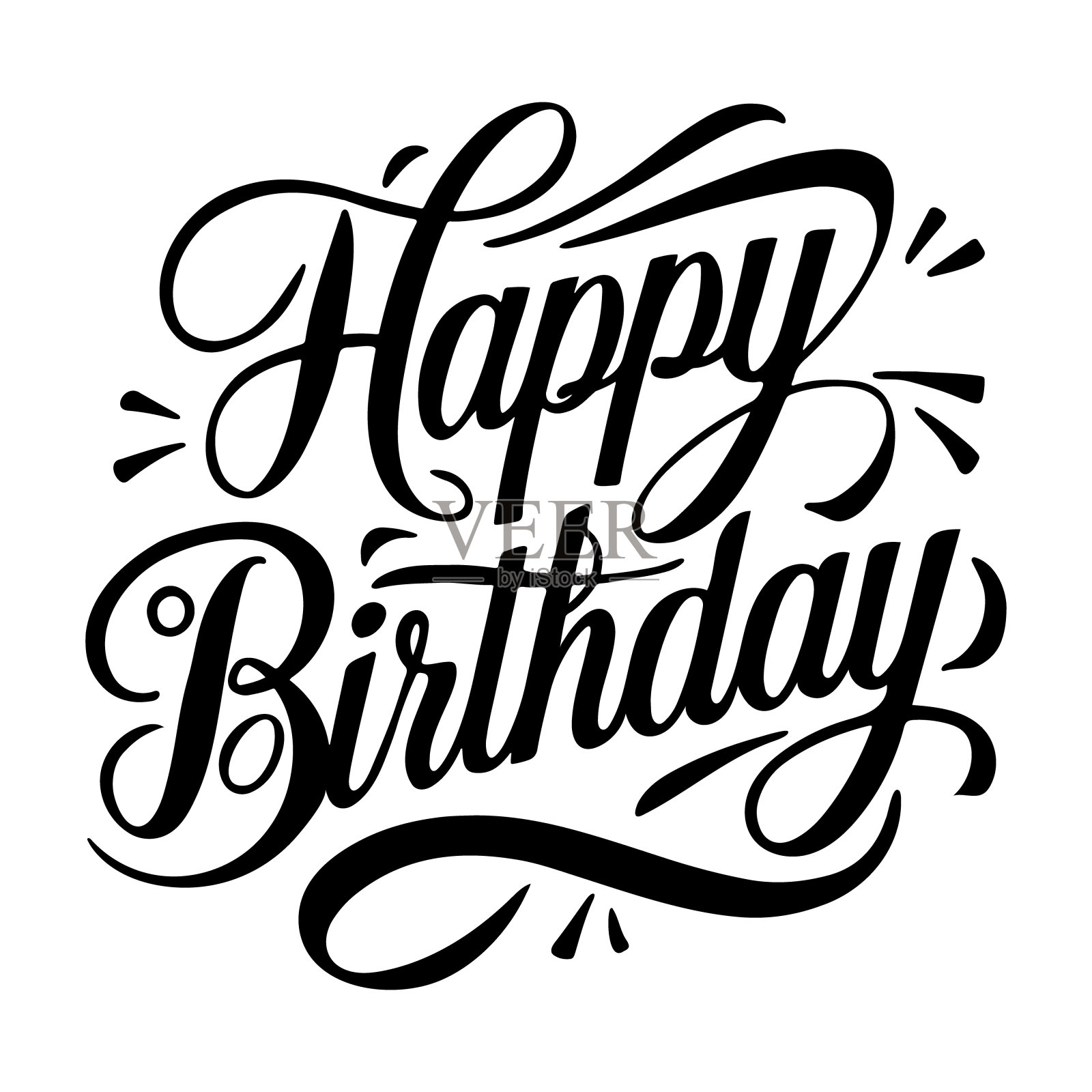 优雅的生日快乐字体与时尚的书法，完美的贺卡，社交媒体帖子和活动邀请，捕捉节日和庆祝的感觉插画图片素材