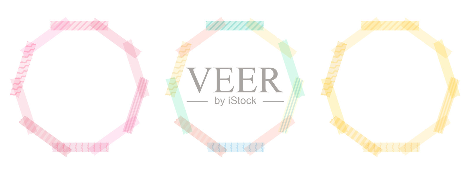 图案遮蔽带框架插图/集/条纹/点/边界/生日插画图片素材