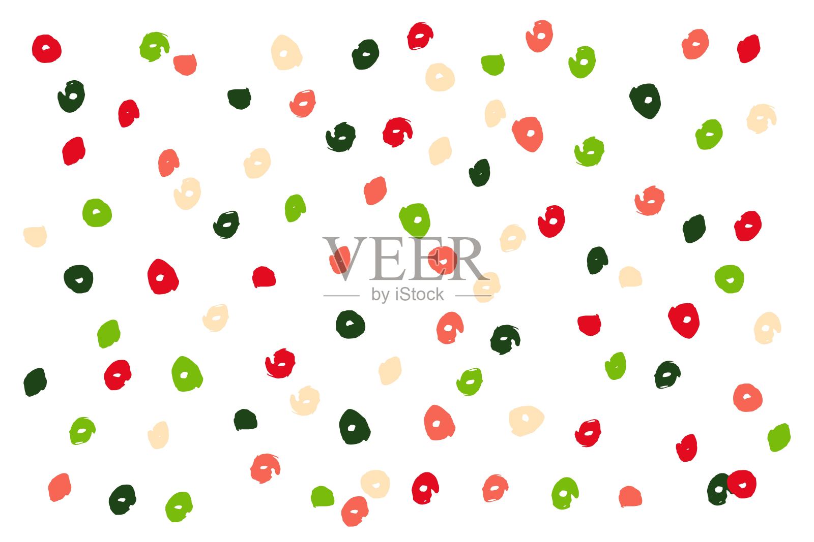 彩色抽象图案与螺旋和点，理想的背景，壁纸，纺织品设计，贺卡，海报和数字艺术项目。充满活力和俏皮。插画图片素材