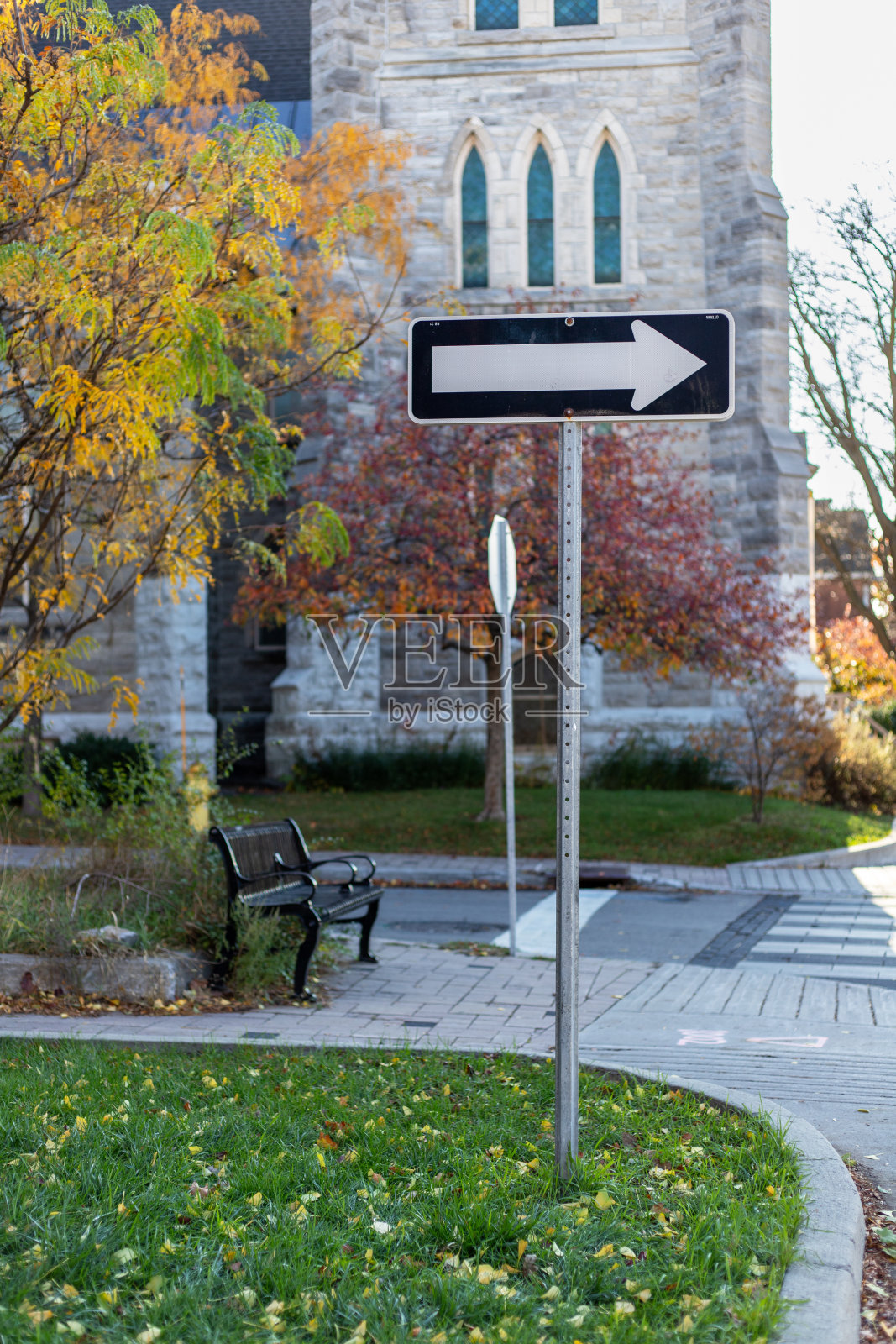加拿大渥太华的单行道标志。照片摄影图片