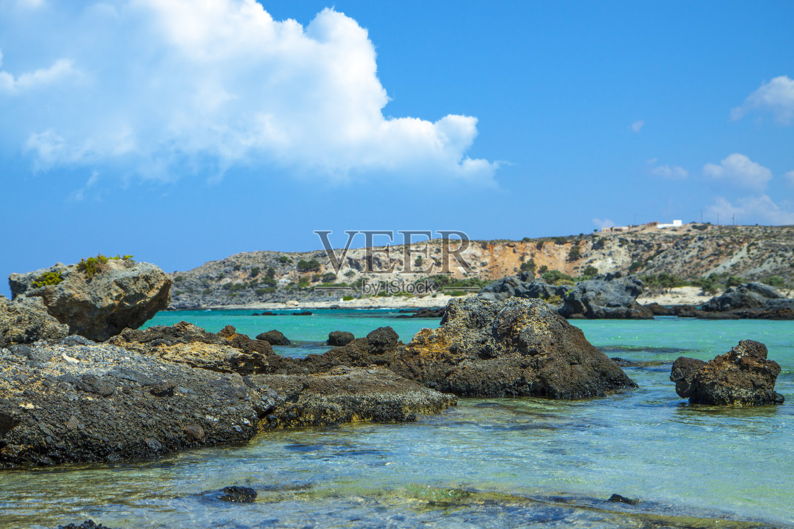 克里特岛美丽的大海。希腊。Elafonisi(鹿岛)照片摄影图片