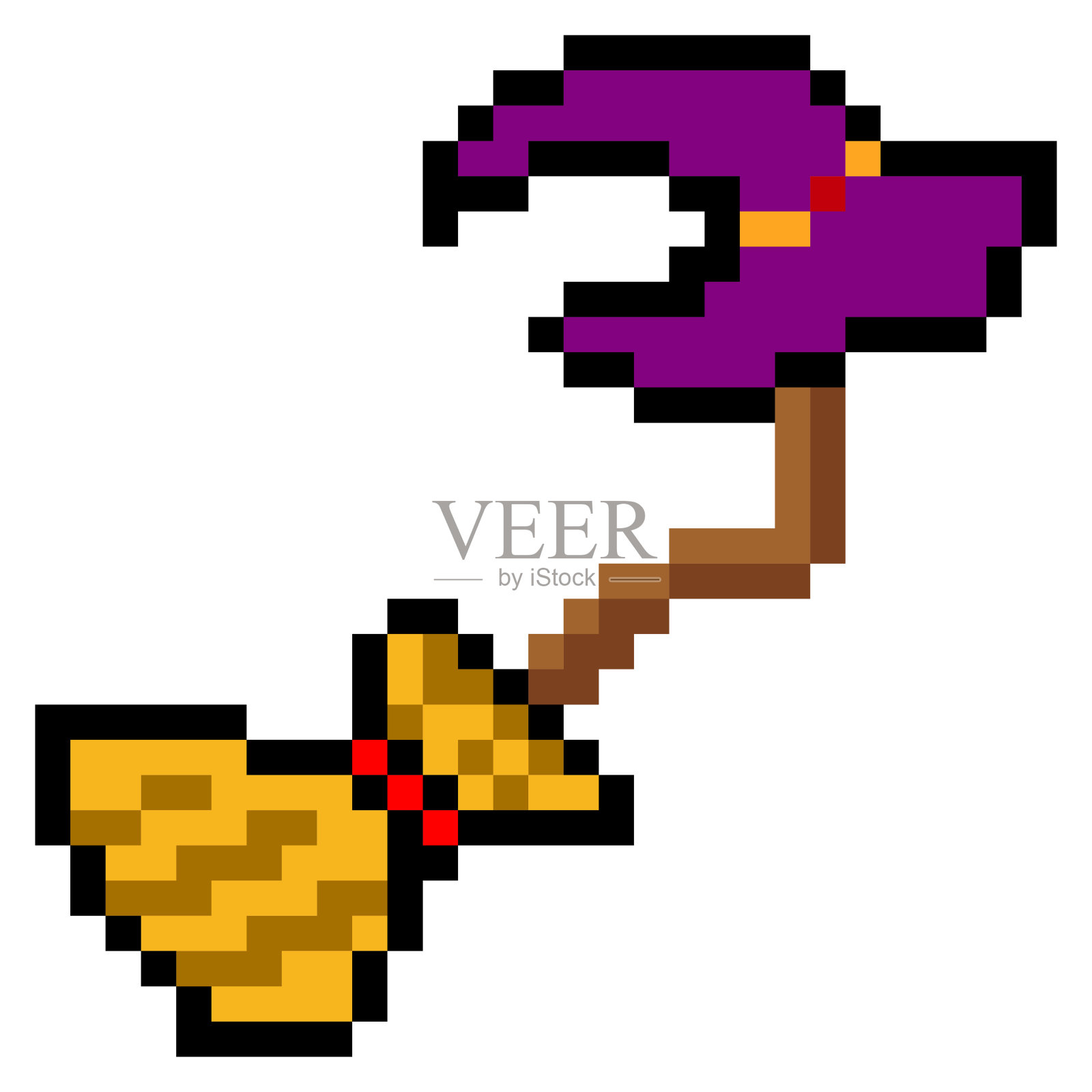 魔法扫帚女巫帽像素美术风格插画图片素材