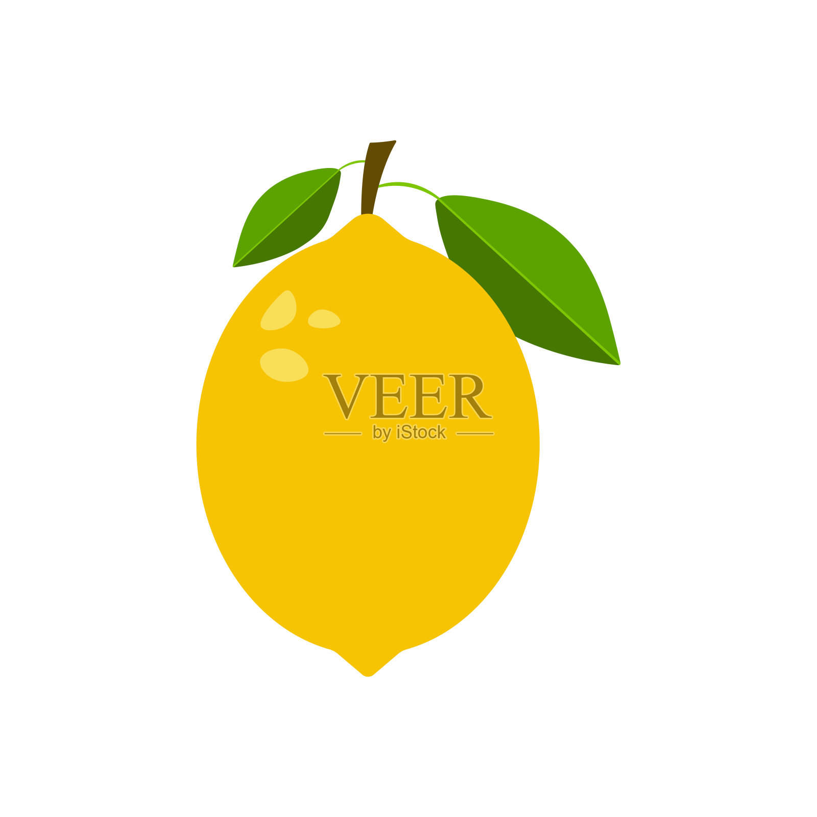 矢量新鲜柠檬图标。白色孤立背景上的柠檬果实。插画图片素材