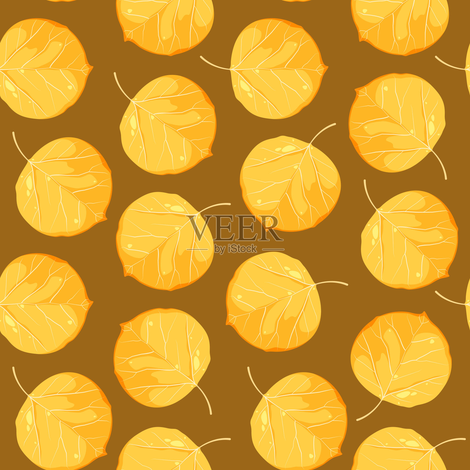无缝图案与秋天的黄叶插画图片素材
