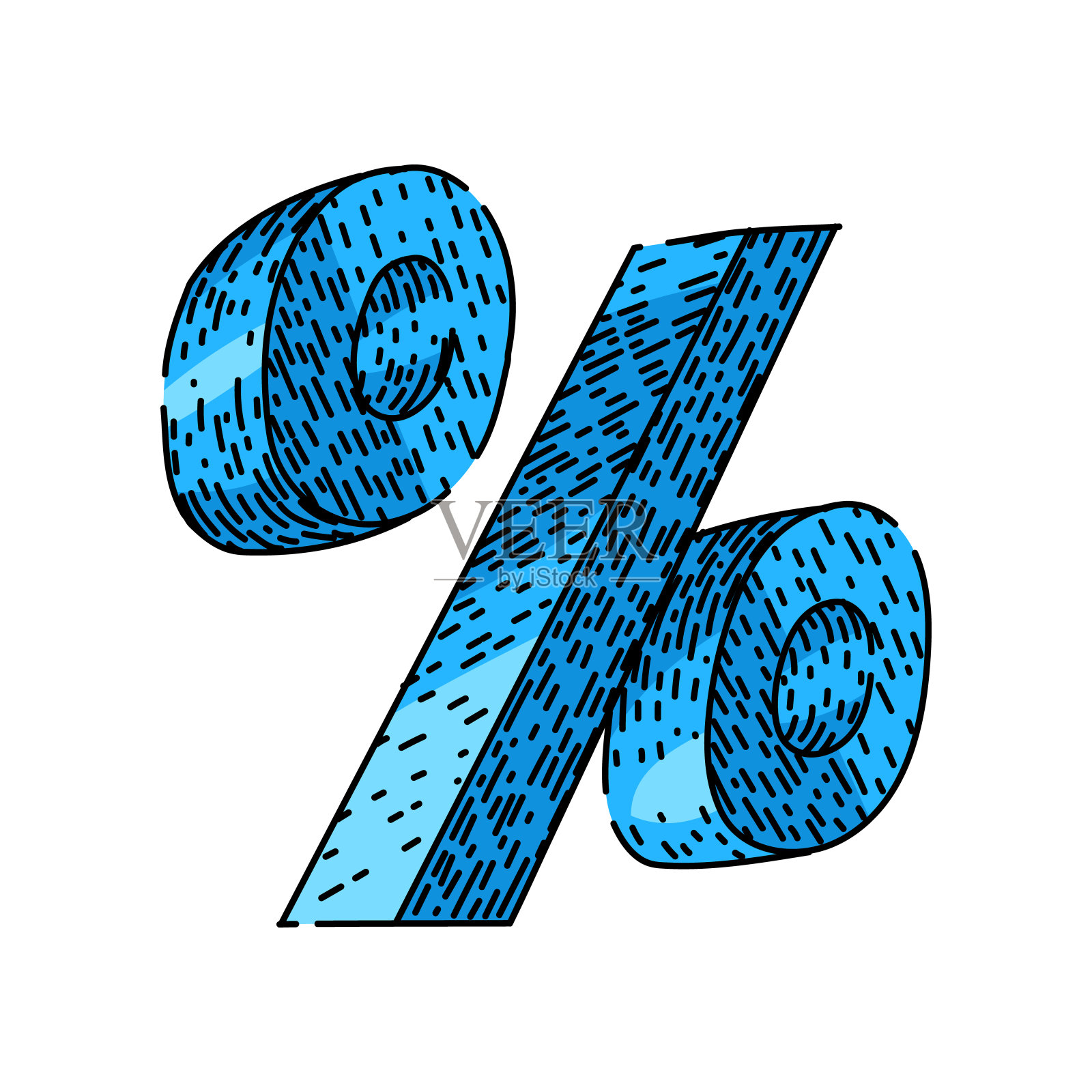 财务百分比标志素描手绘矢量插画图片素材