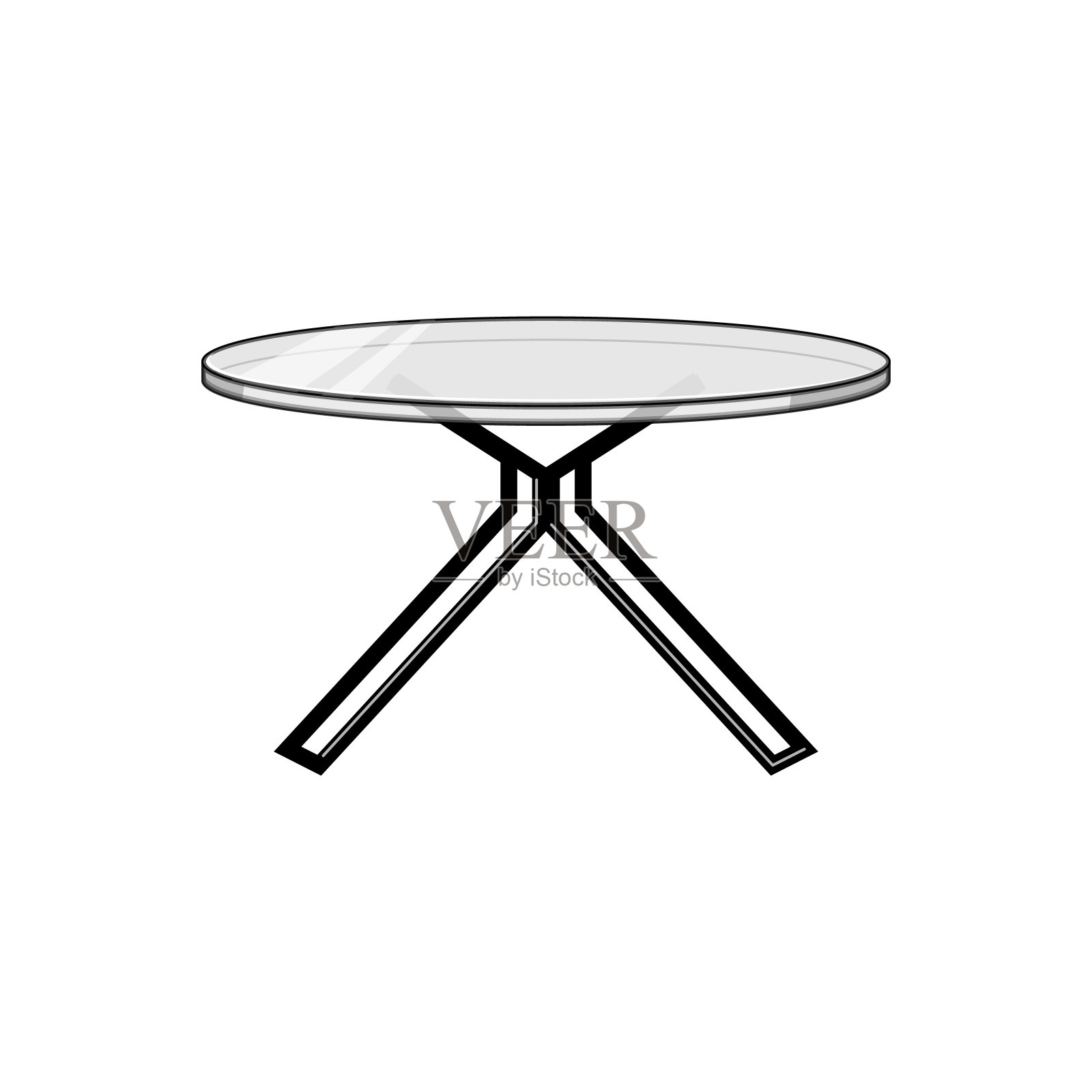极简主义的玻璃桌卡通矢量插图插画图片素材
