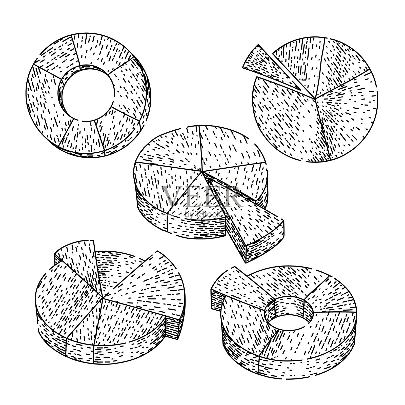 饼图集素描手绘矢量插画图片素材