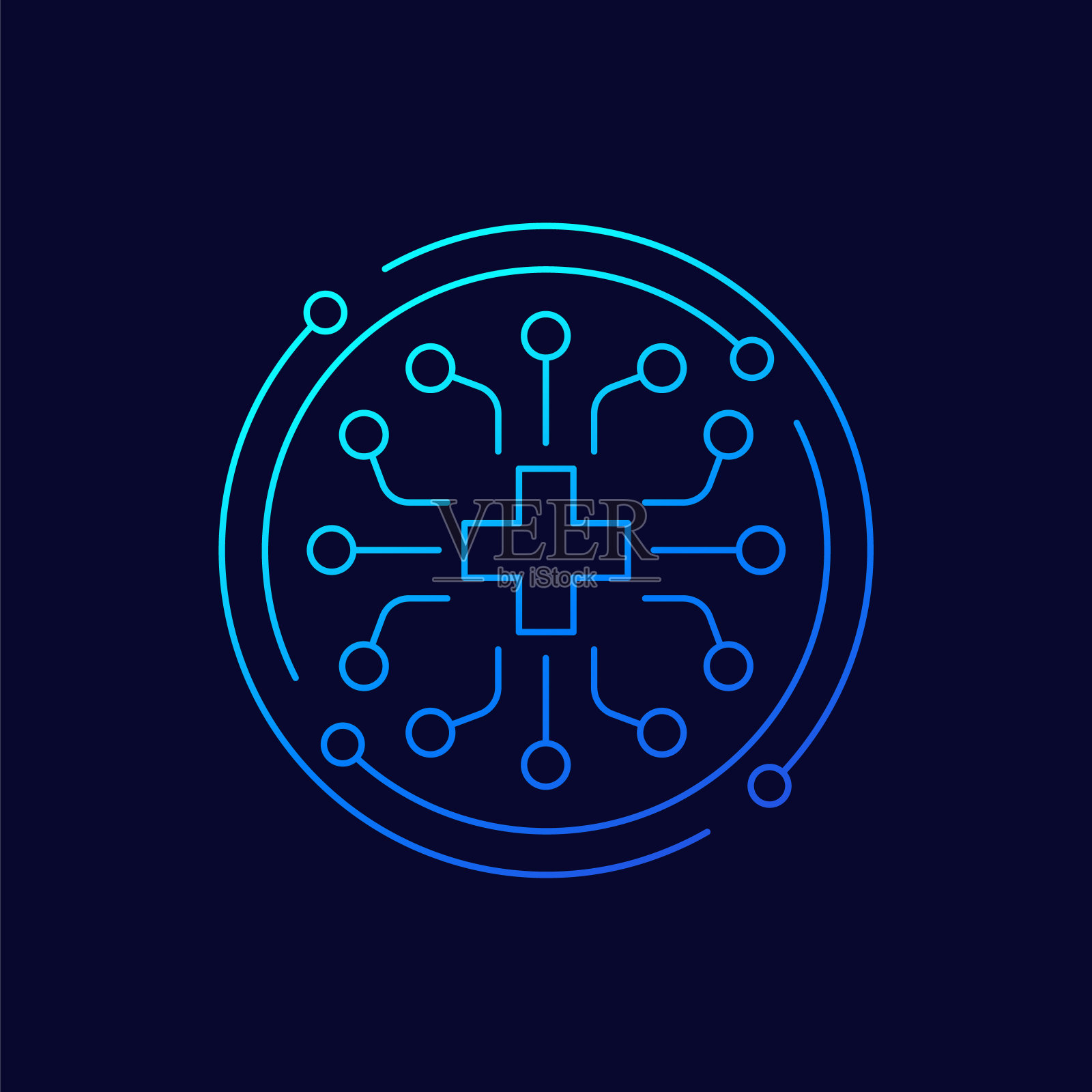 AI在医疗保健图标，人工智能线性设计插画图片素材