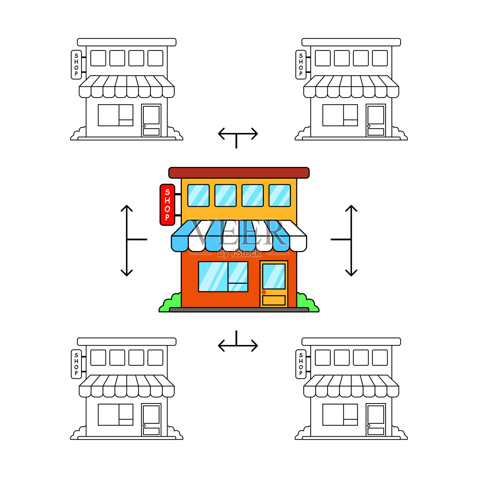 商业投资icon喜欢连锁加盟。商业机会或全球领导地位的概念。抽象的轮廓风格趋势现代图形特许经营设计元素孤立上插画图片素材