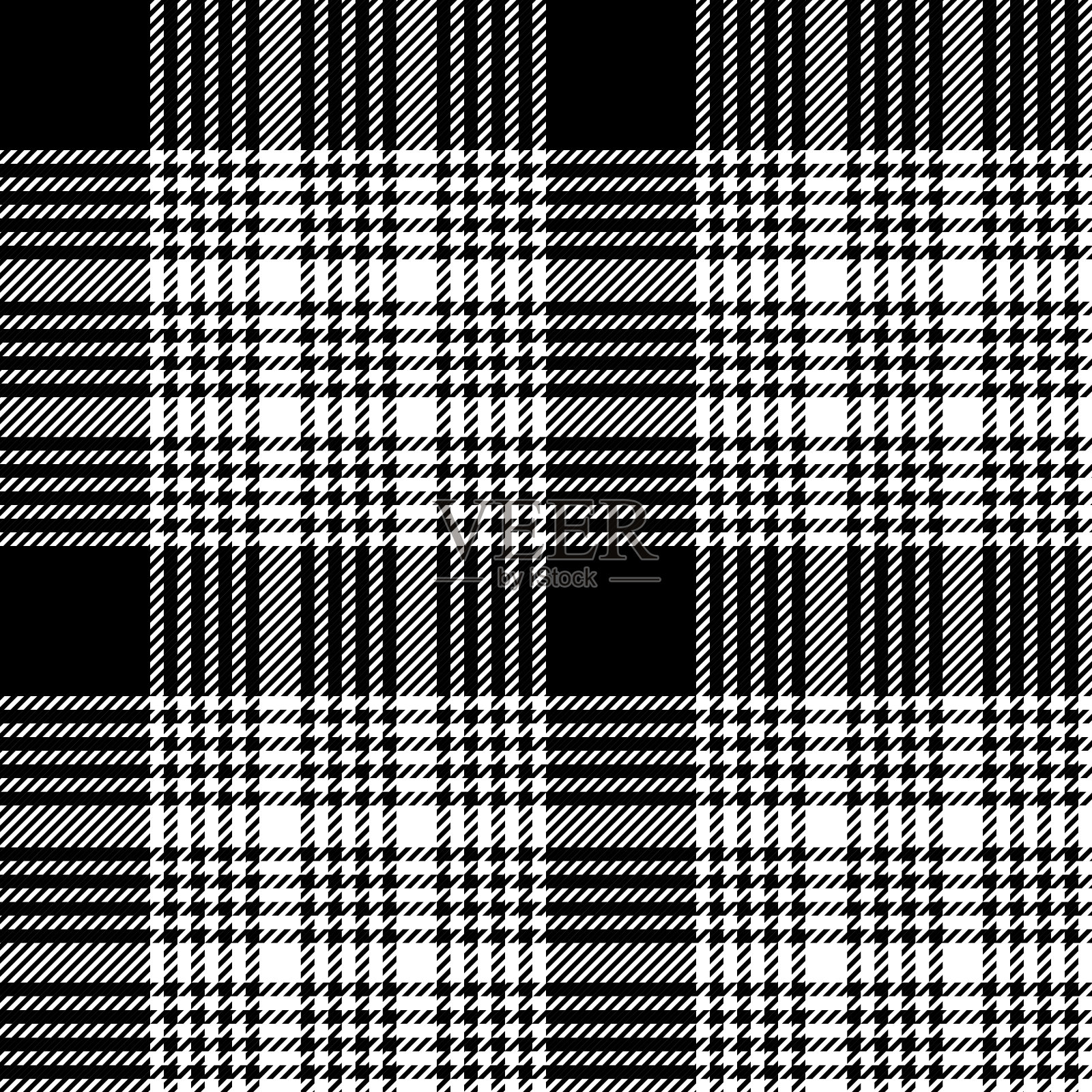 格纹格子无缝重复图案。这是一个黑白格子矢量插图。插画图片素材