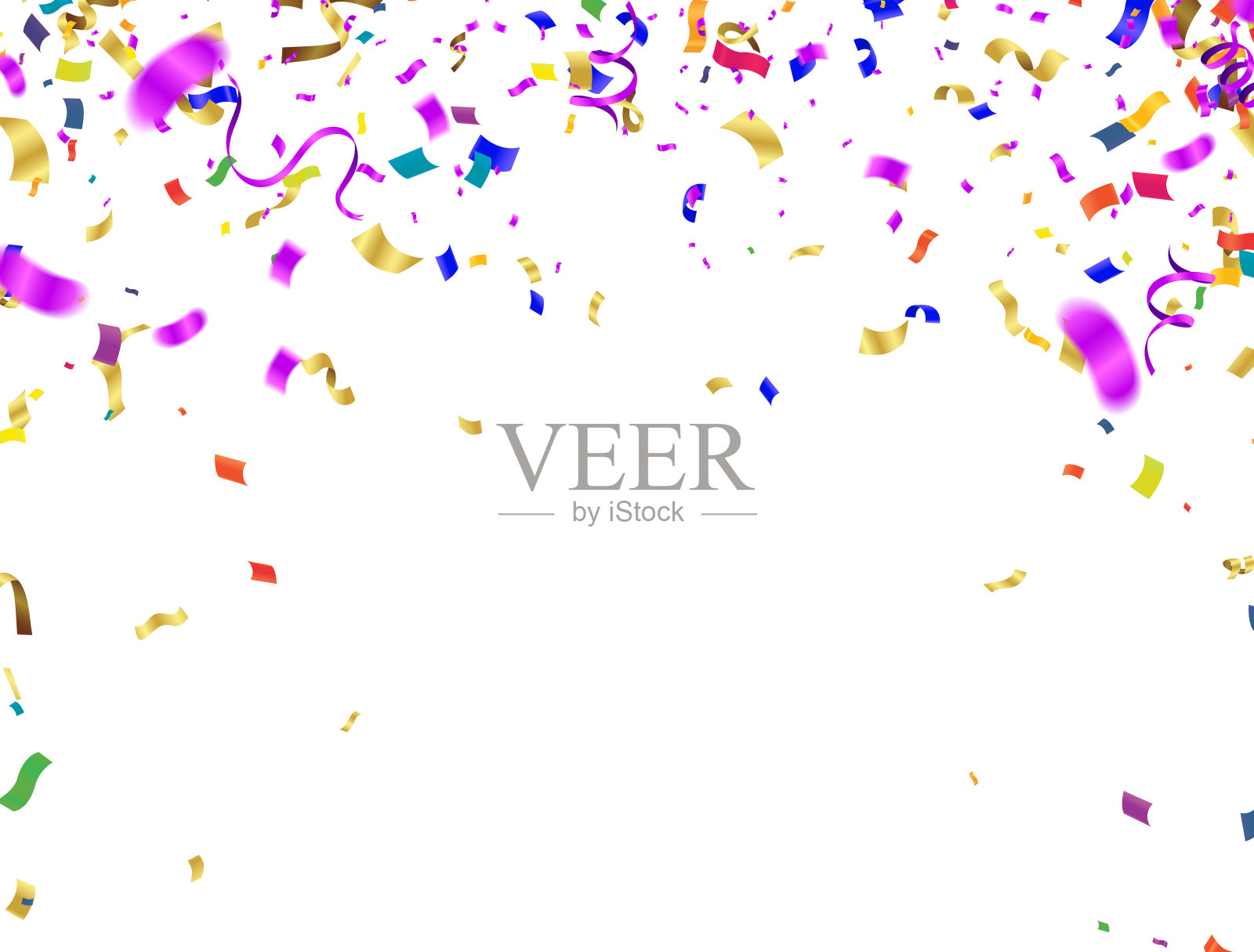 彩色纸屑白色背景矢量插图横幅，海报，传单，贺卡和广告。插画图片素材