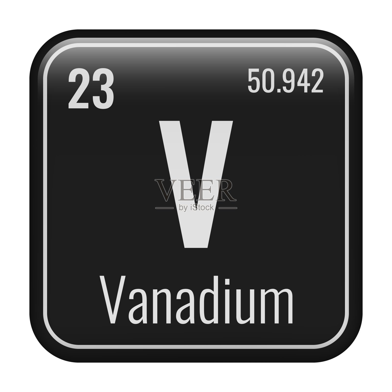 钒的象征。元素周期表中的化学元素。矢量插图隔离在白色背景上。玻璃的迹象。插画图片素材